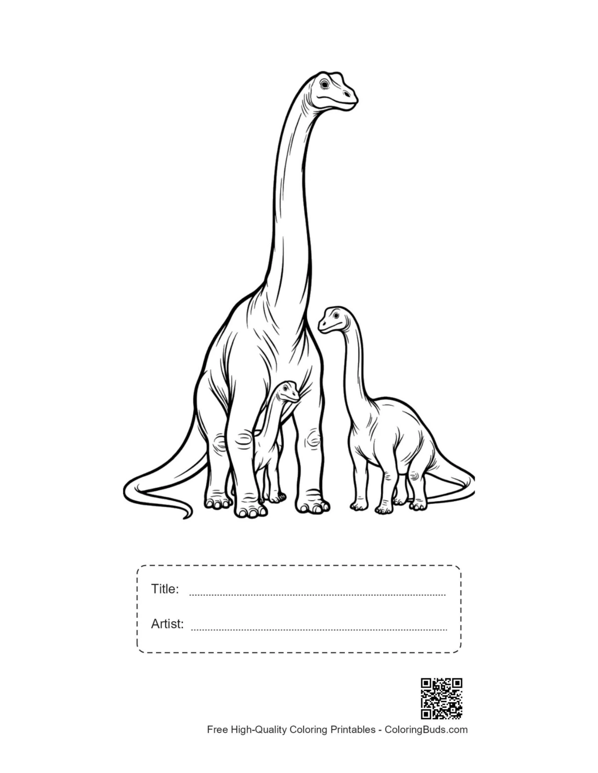 Brachiosaurus mother baby printable with title box