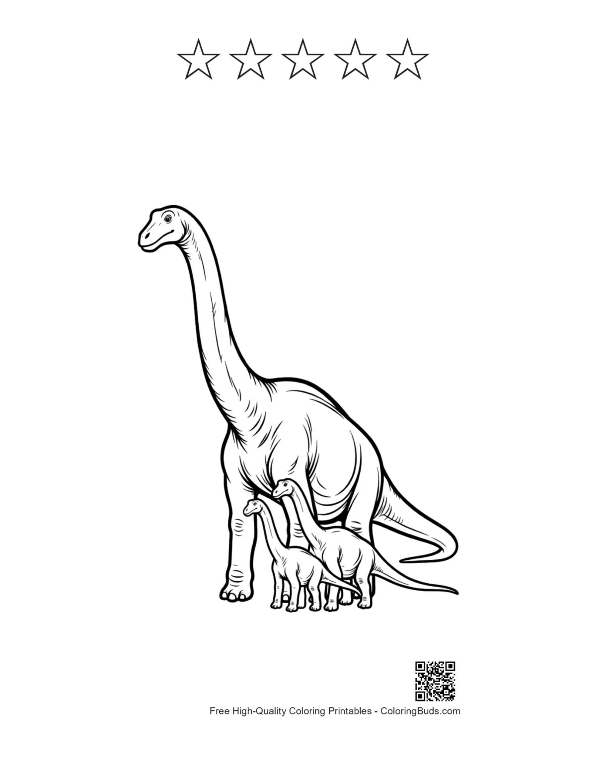 Brachiosaurus printable with 5-star rating outline