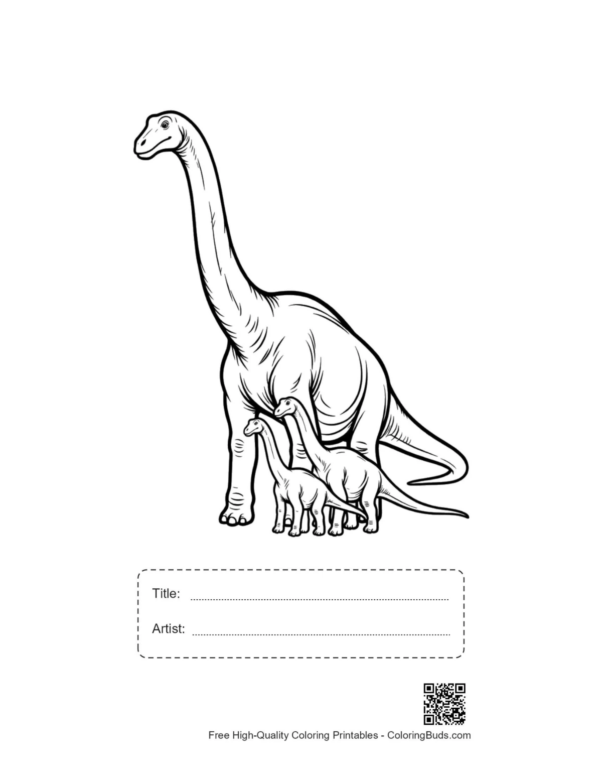 Brachiosaurus family printable with title and artist box