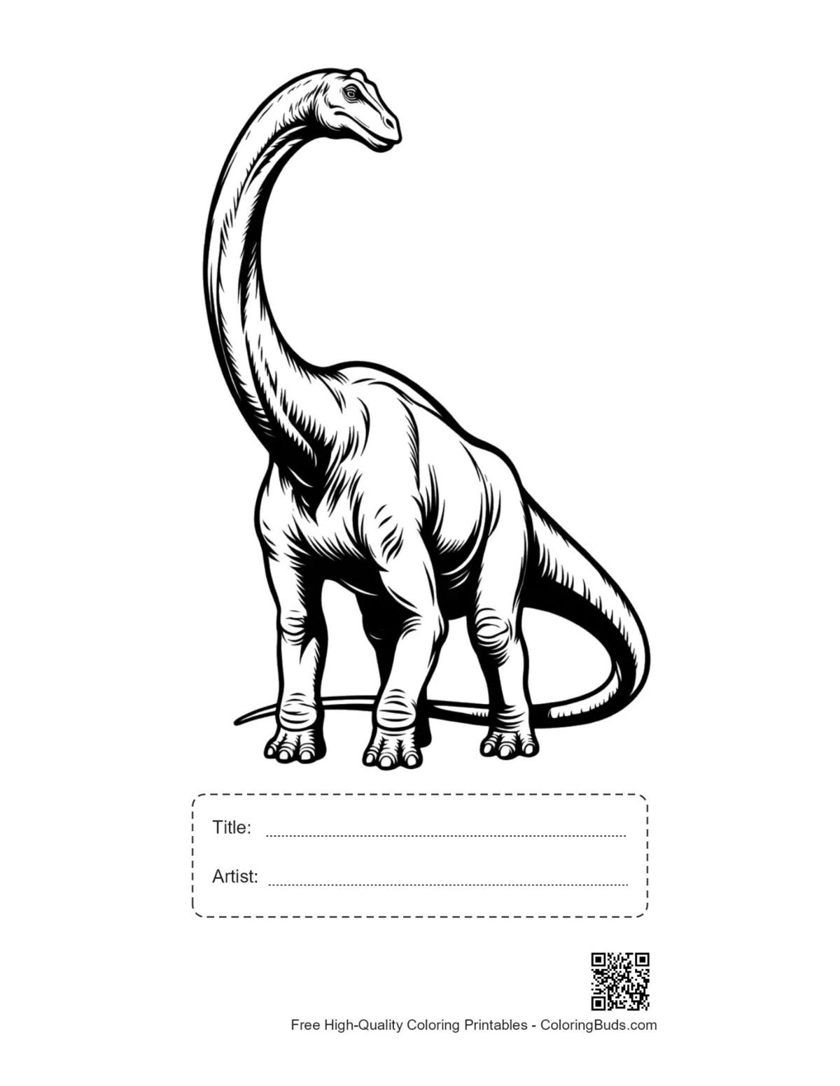Brachiosaurus printable with title and artist space