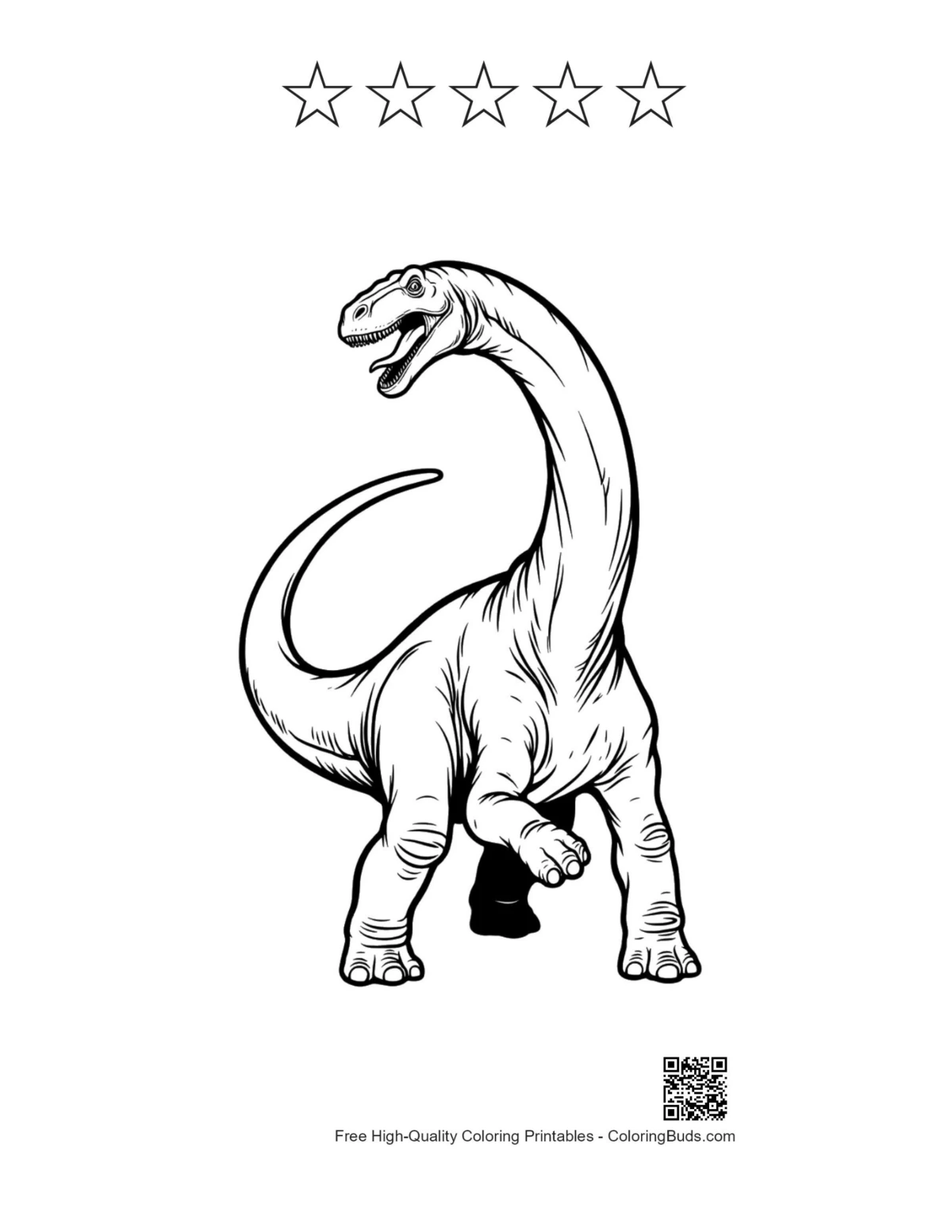 Roaring Diplodocus printable with star ratings outline