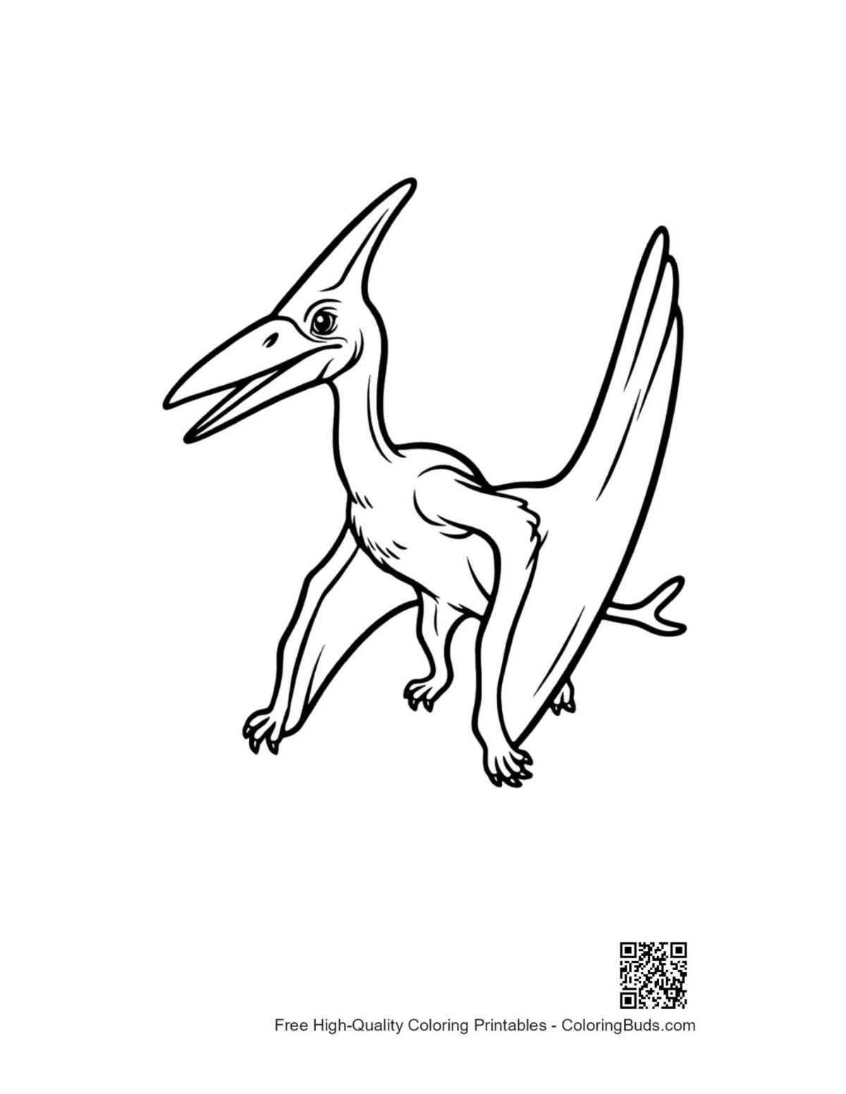 Cheerful Pteranodon roaring printable coloring page