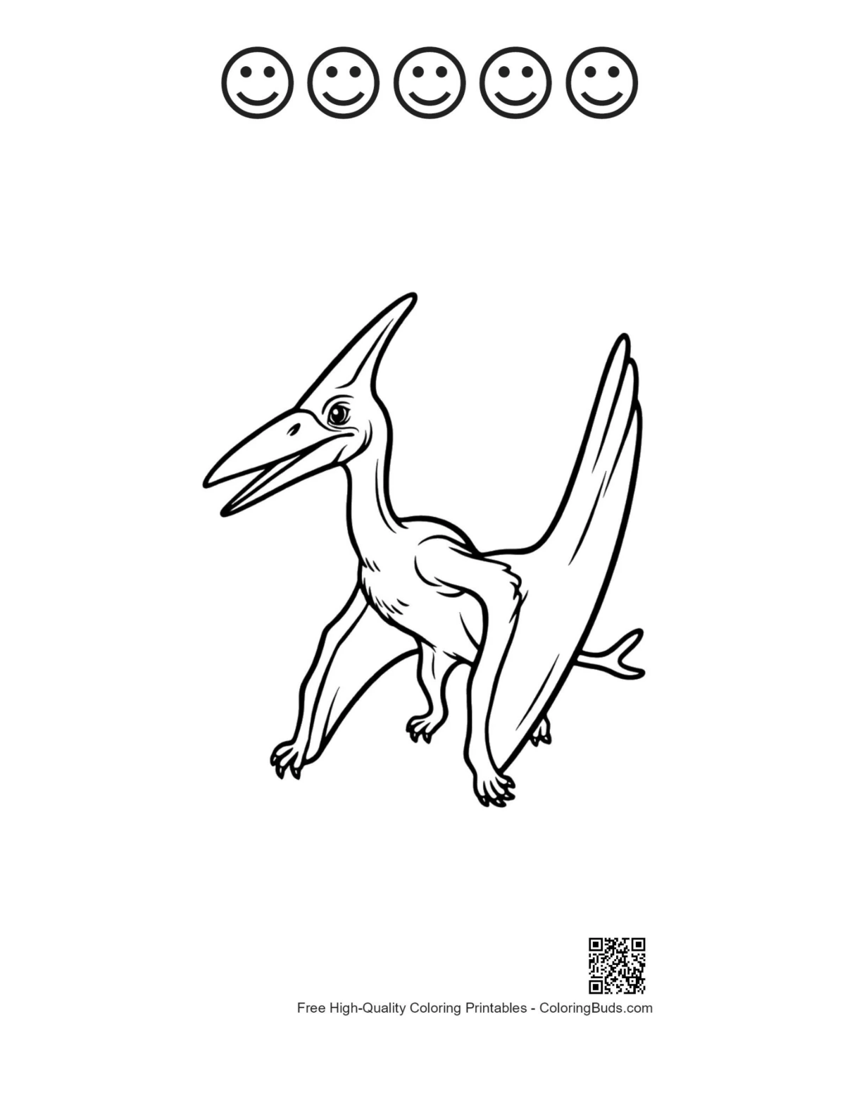 Pteranodon roaring sheet with happy faces printable