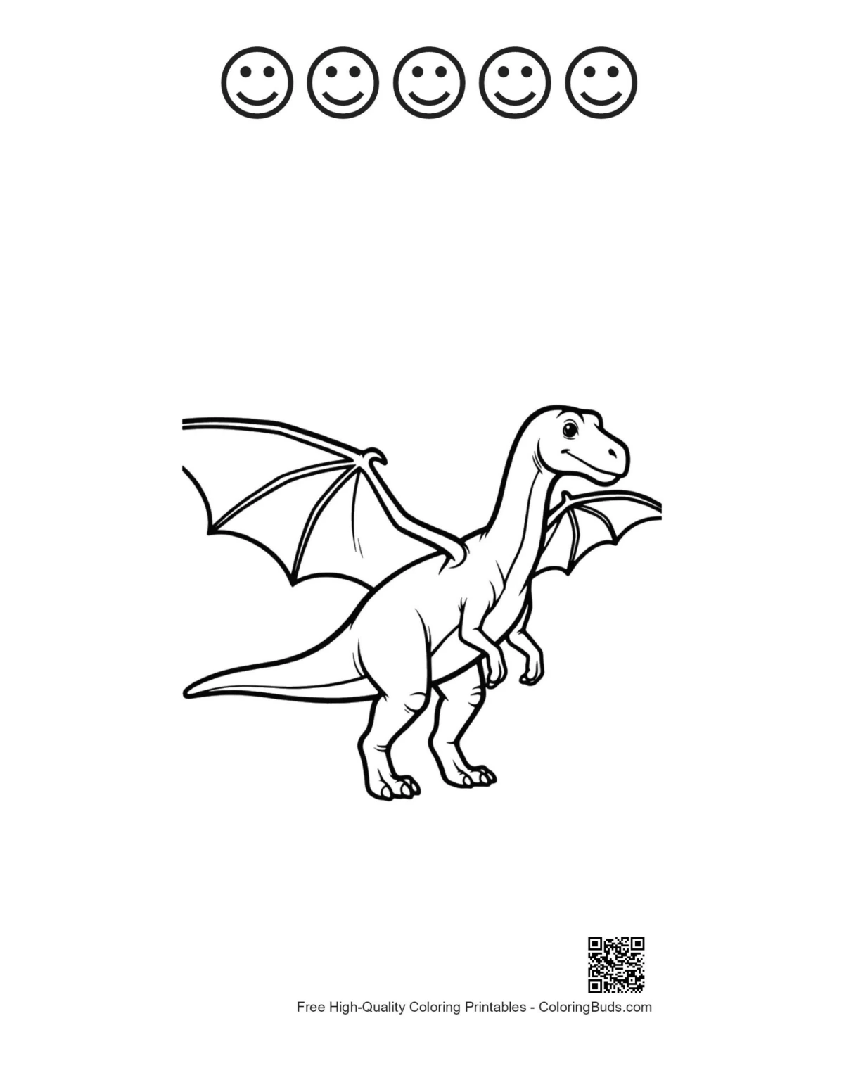 Pterodactyl printable with 5 happy face outlines