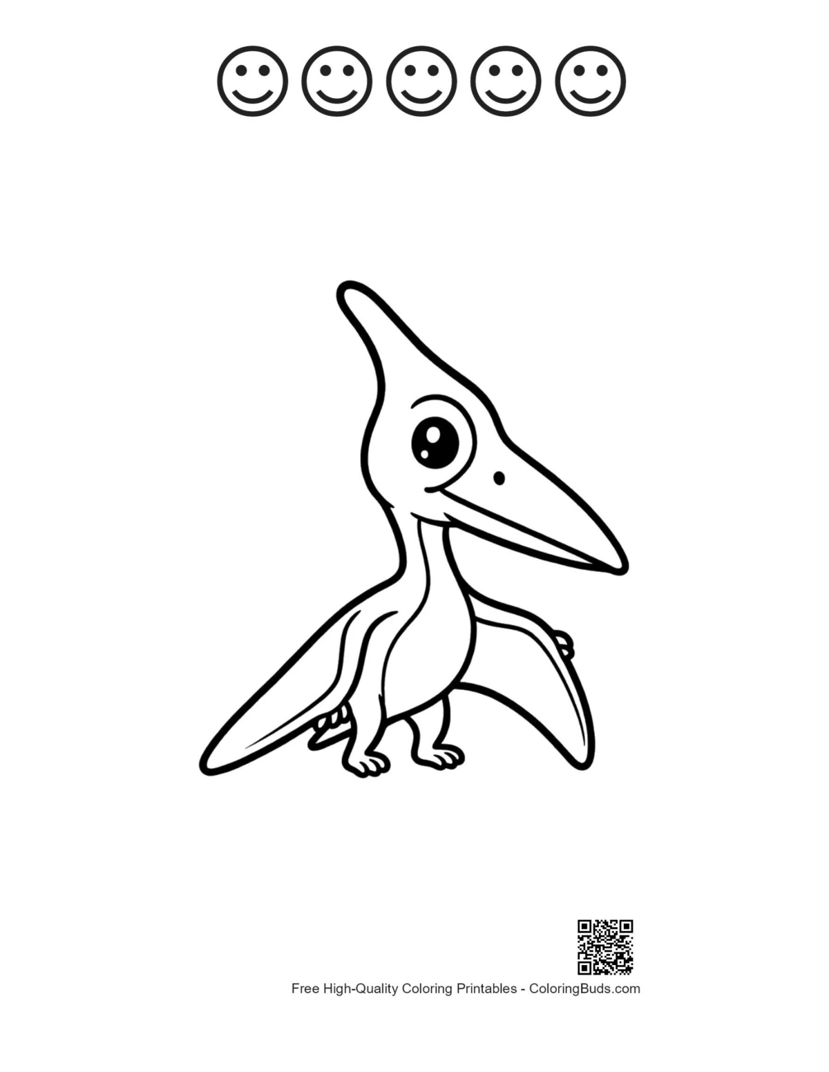 Pteranodon printable with happy faces