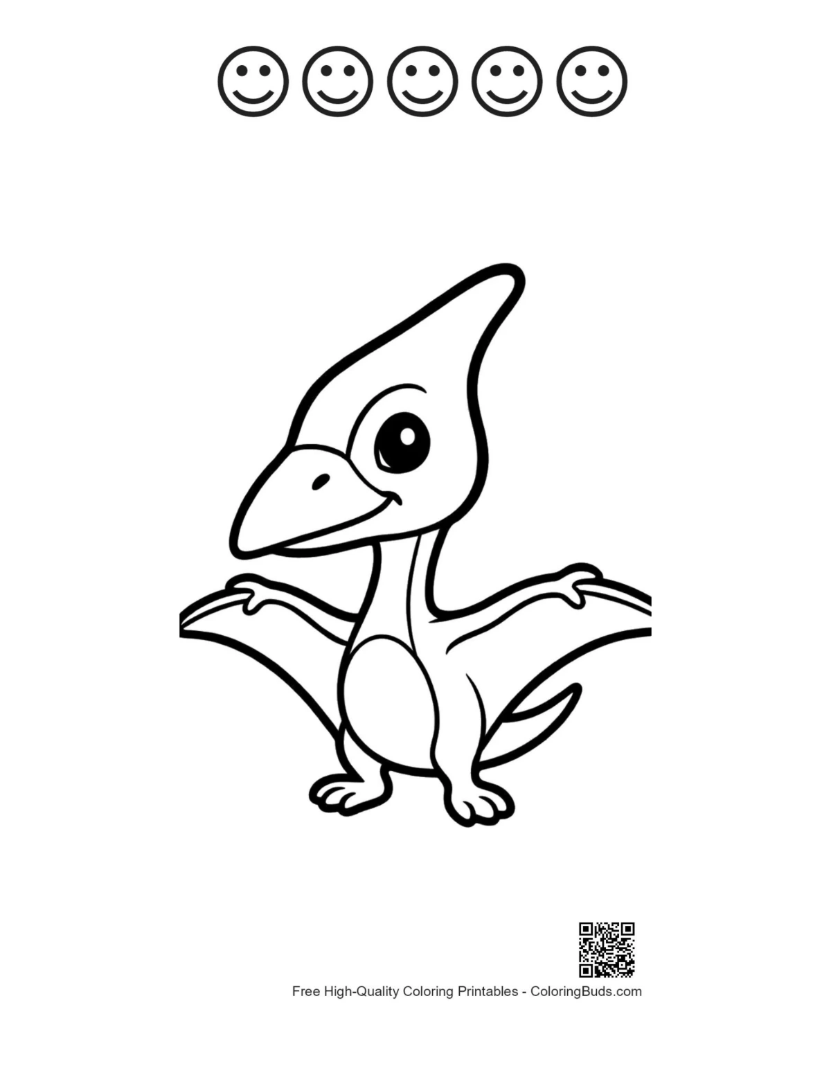 Pteranodon printable with 5 happy faces