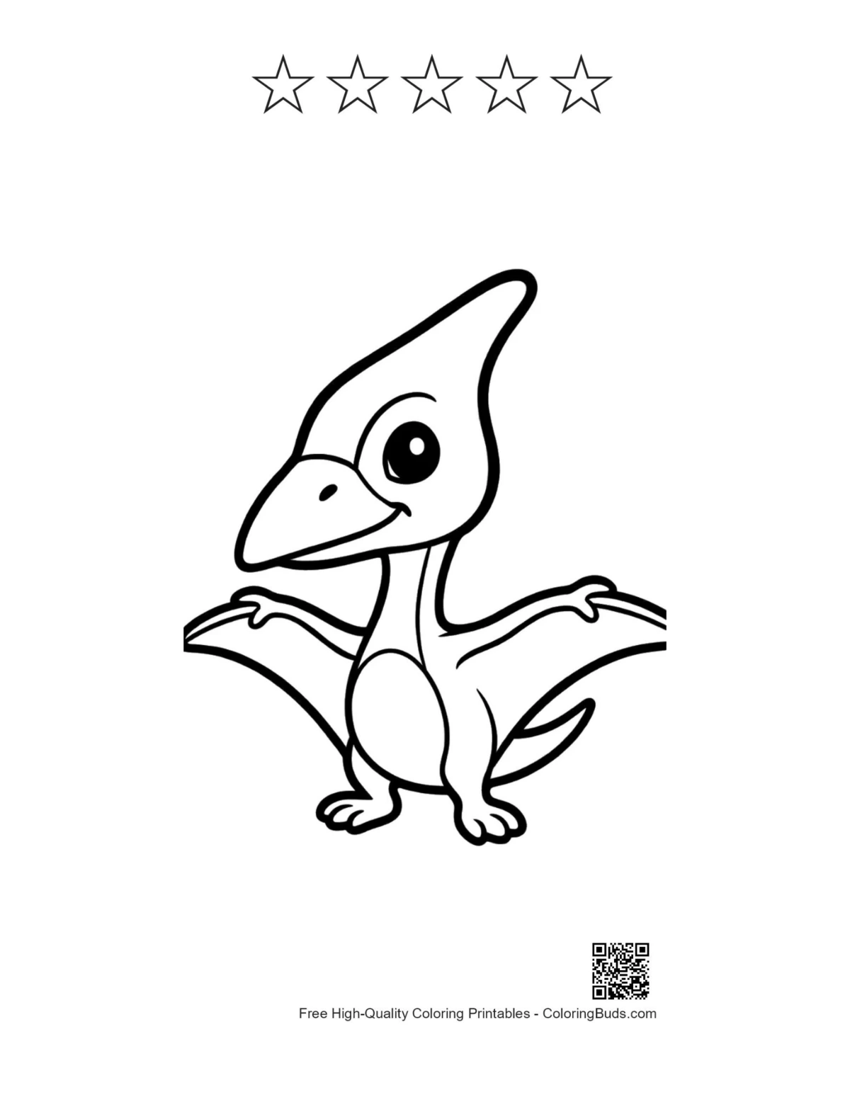 Pteranodon printable with 5 star outlines