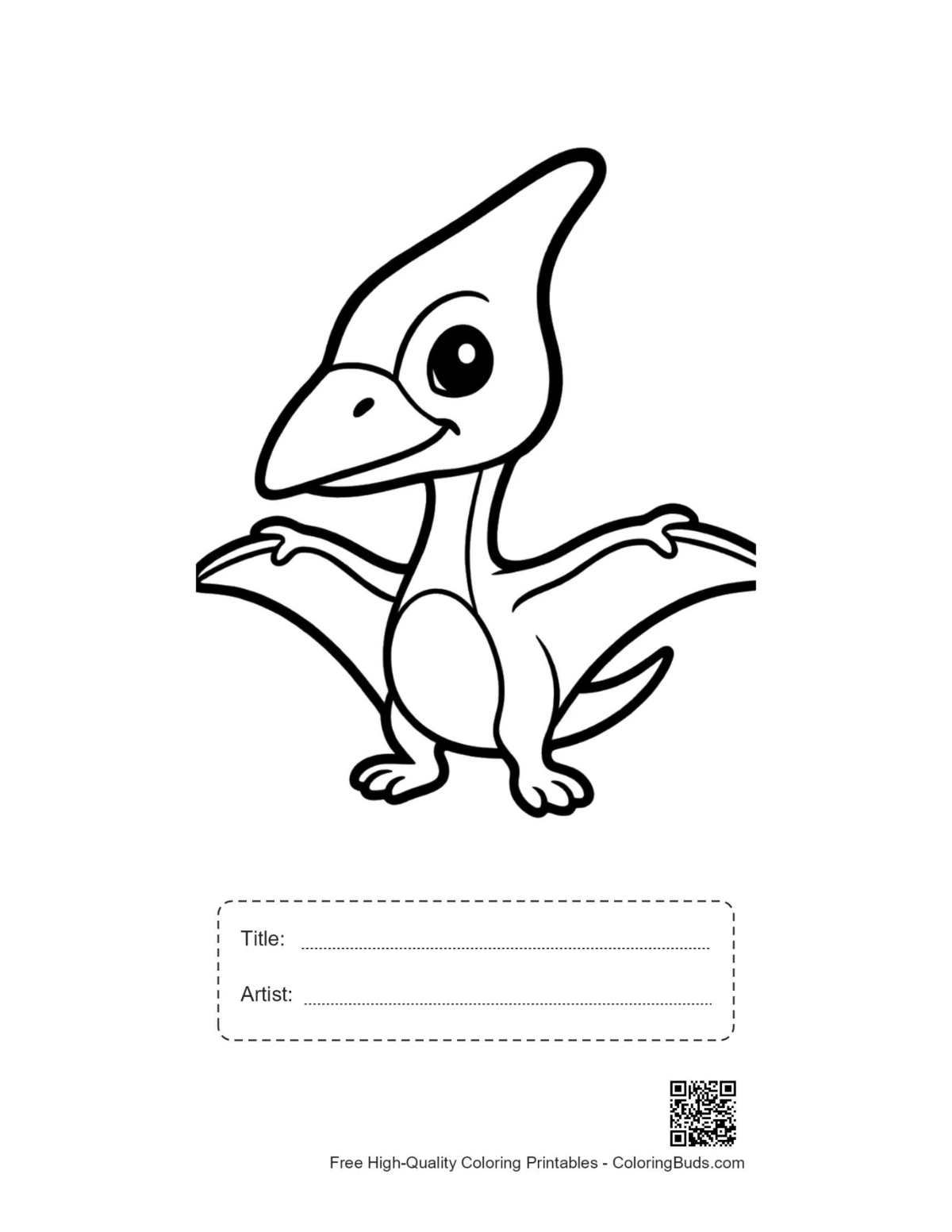 Pteranodon printable with title and artist box