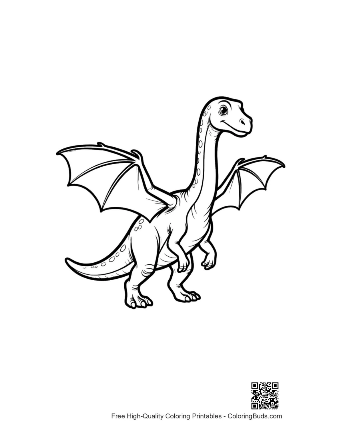 Cute Pterodactyl dino soaring playfully illustration