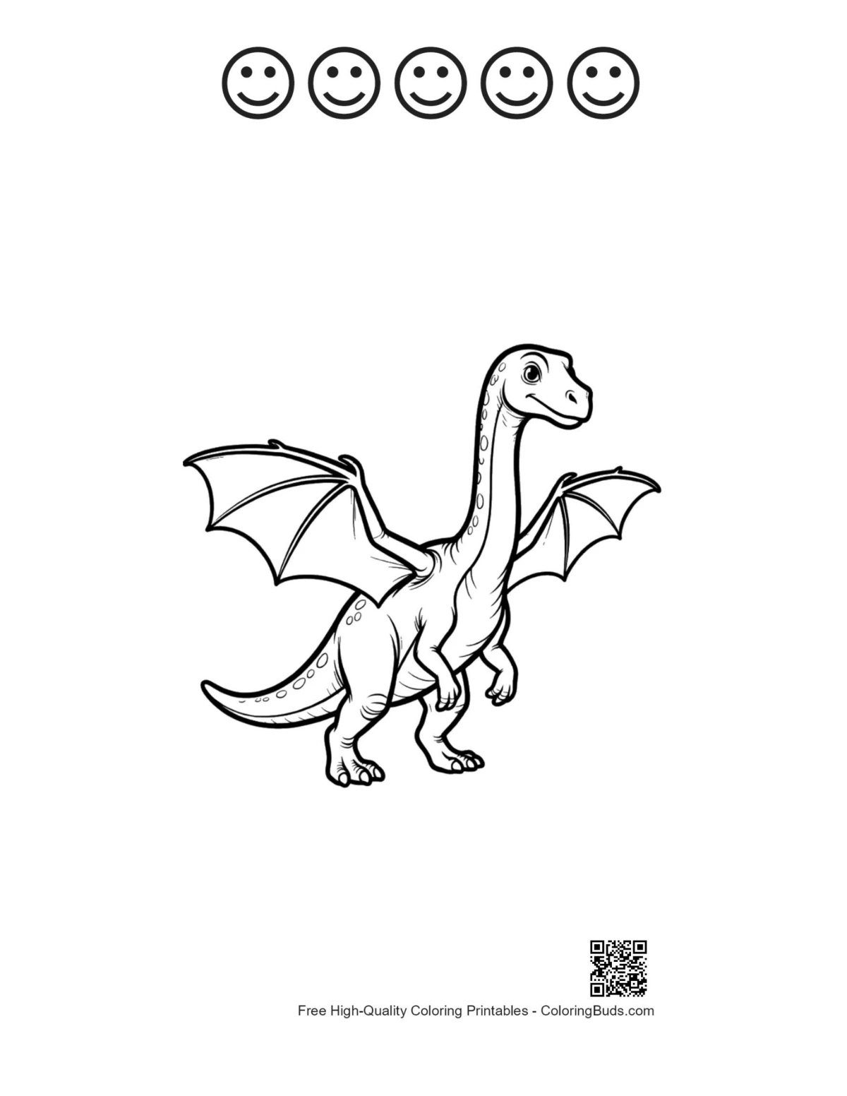Soaring Pterodactyl printable with happy faces