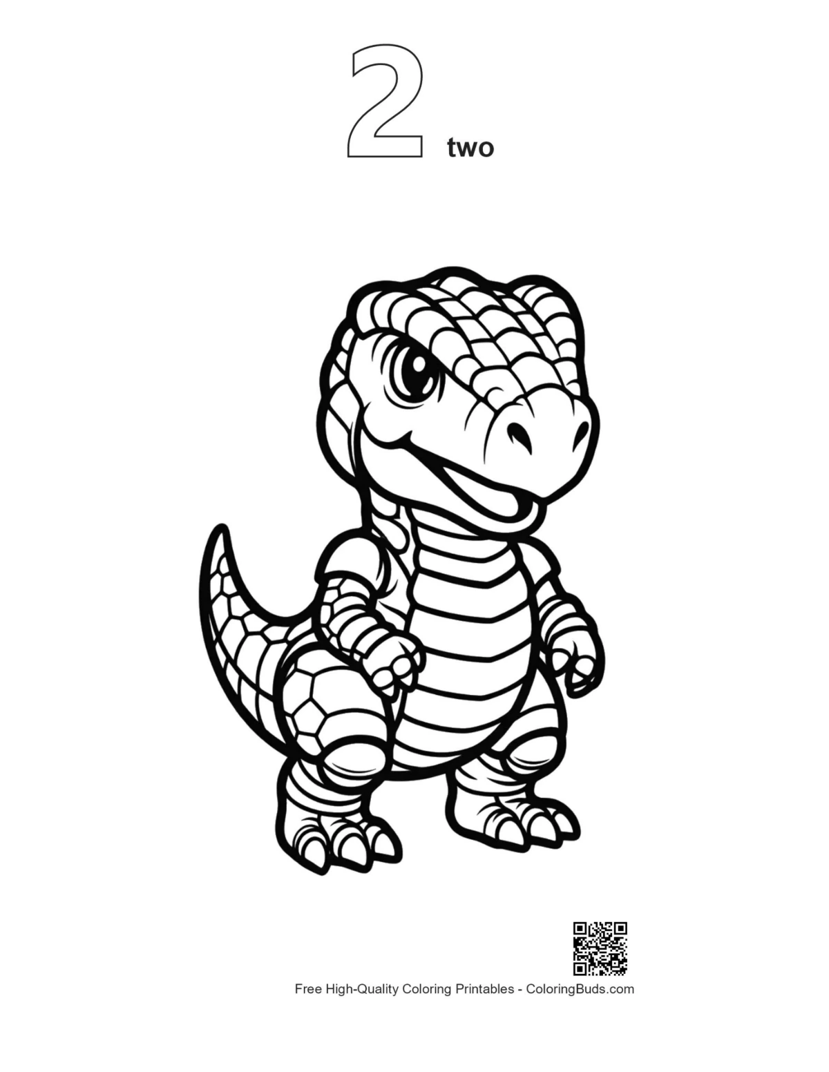 Armored chibi stegosaurus outline printable number 2 coloring page