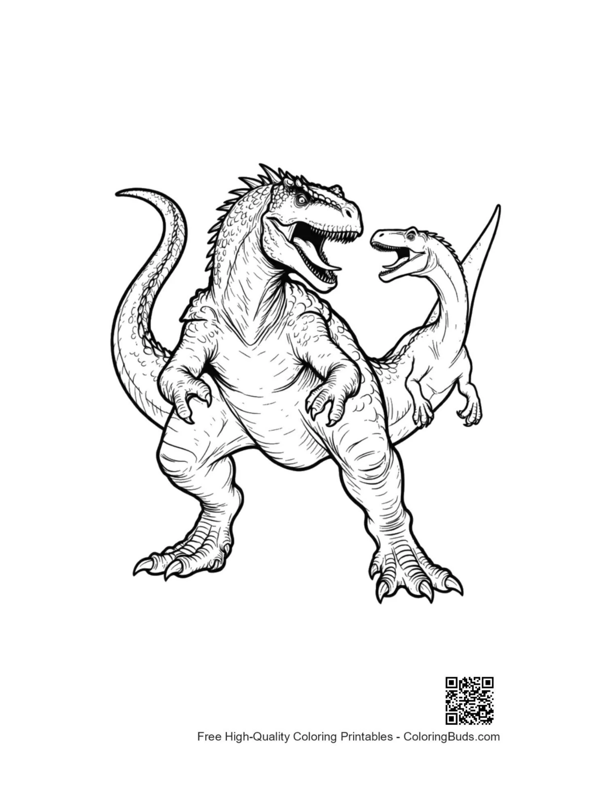 Armored Stegosaurus roaring with calf outline