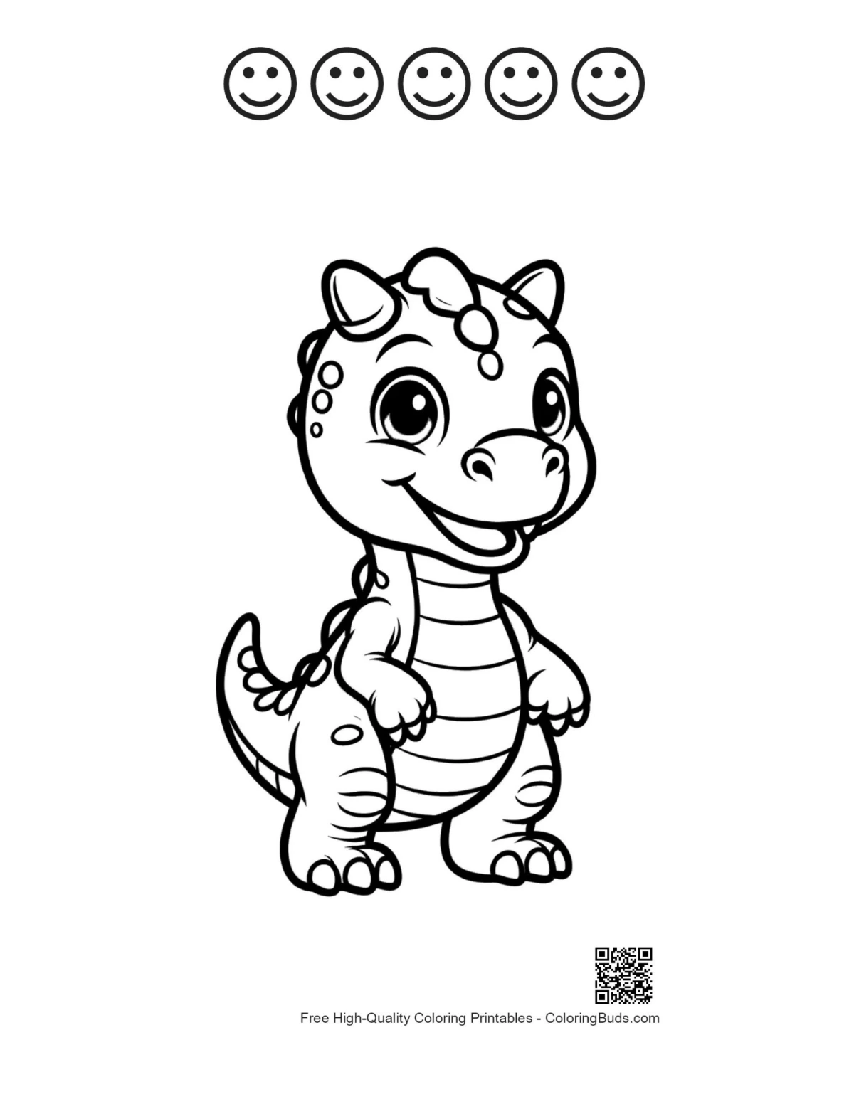 Stegosaurus printable with 5 happy faces