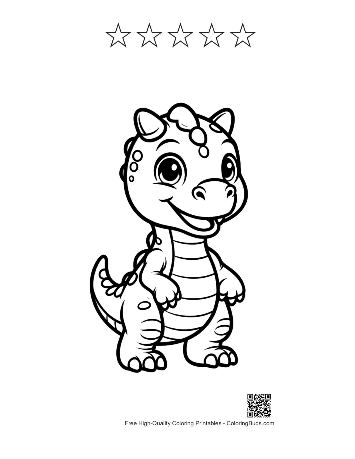 Stegosaurus printable with 5 star outlines