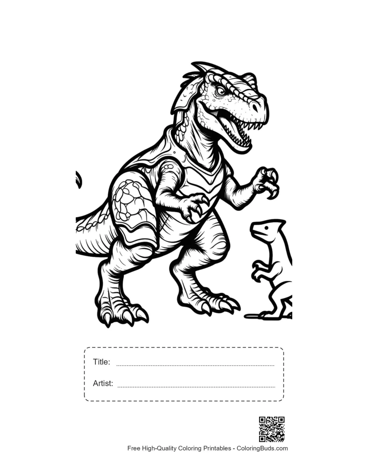 Armored stegosaurus roar printable with title box