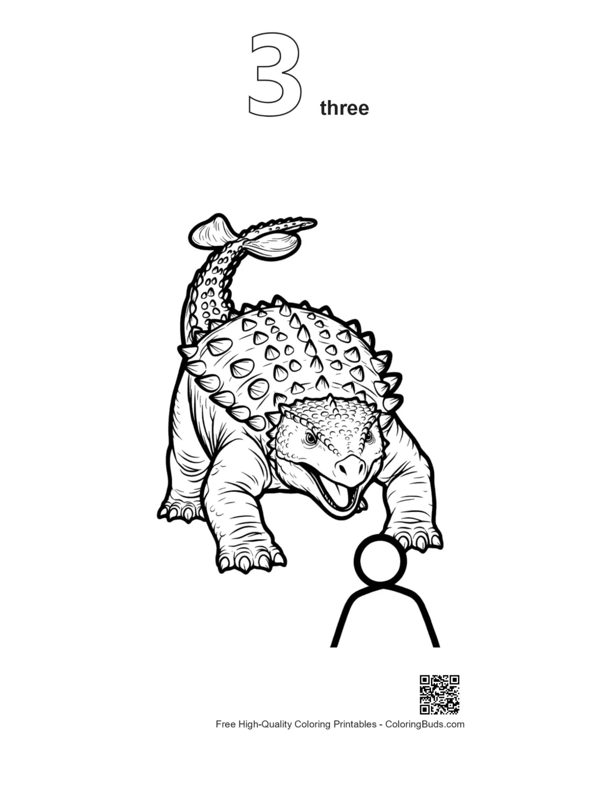 Ankylosaurus lunging printable outline version 3