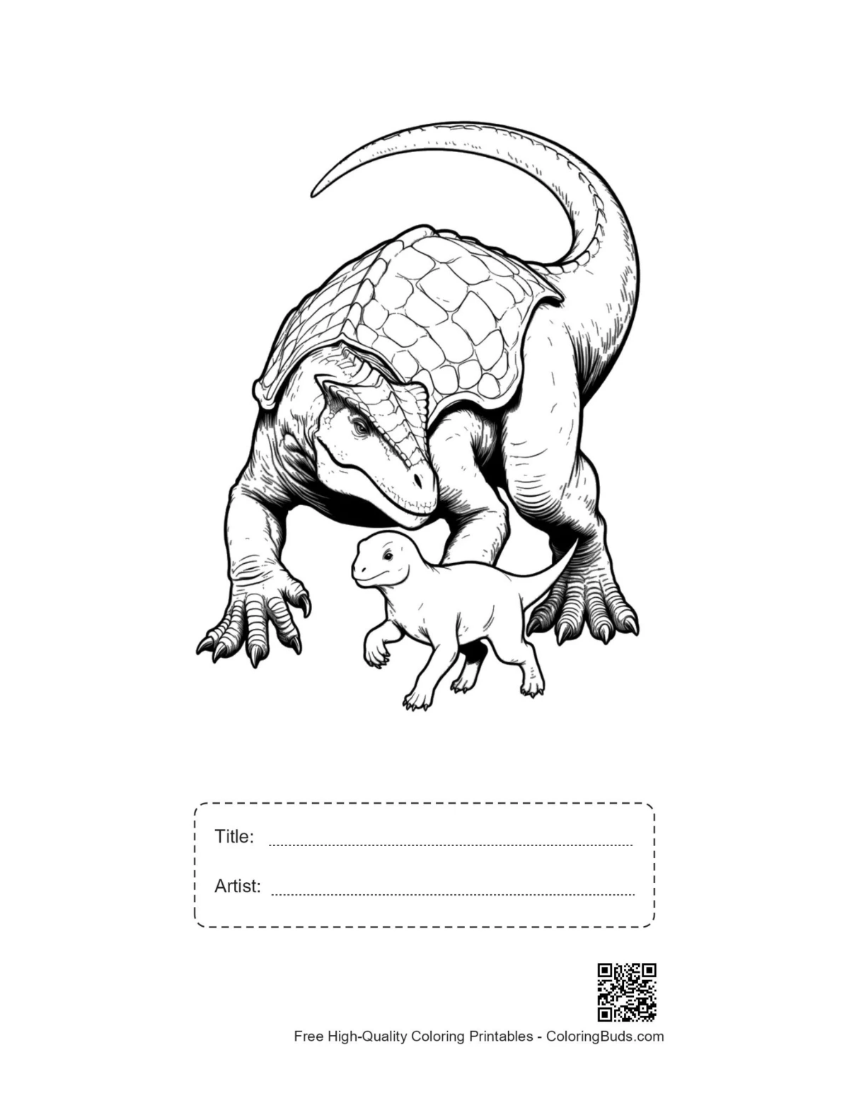 Printable Stegosaurus baby dino with title box