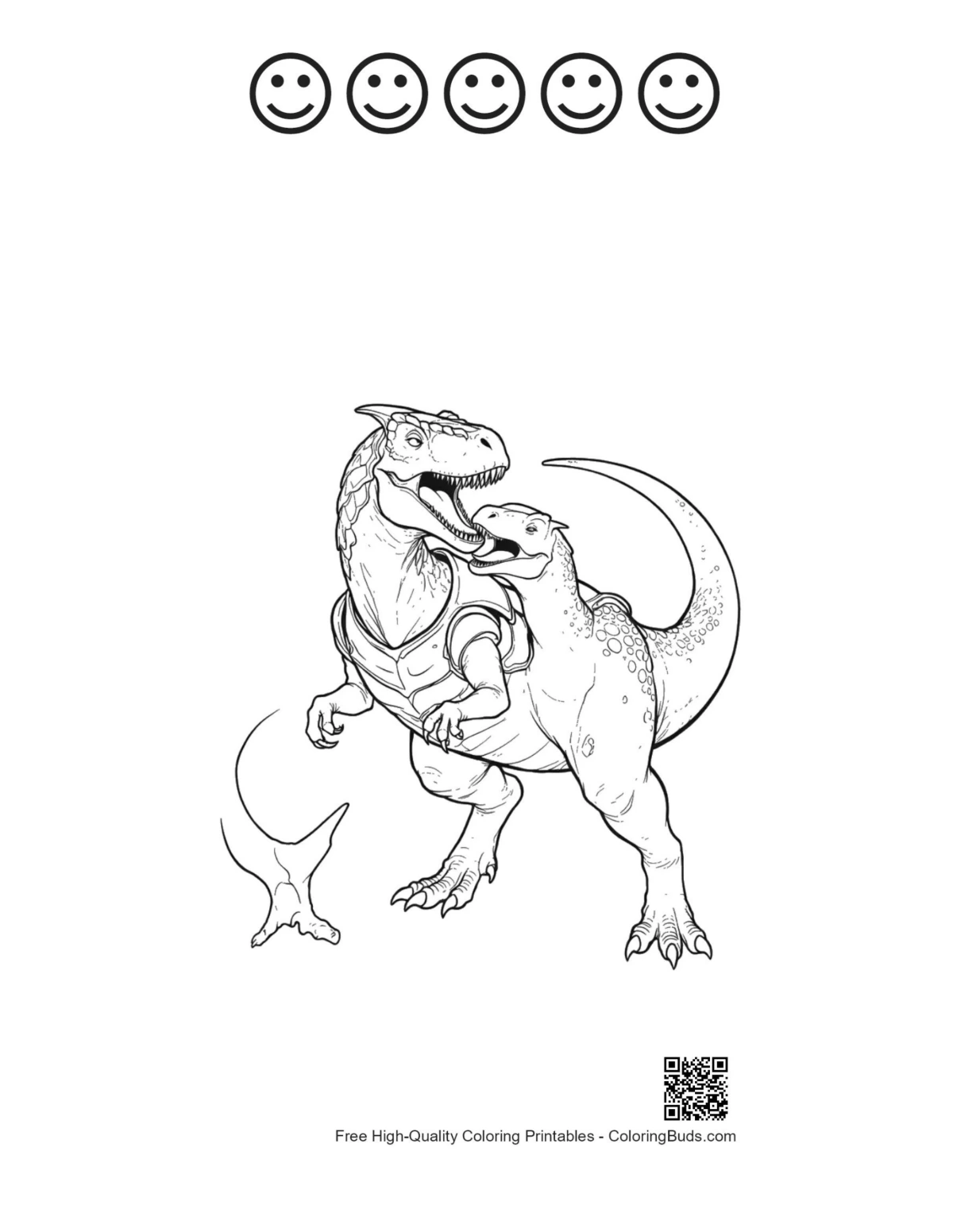 Happy face outline Stegosaurus vs armored Carnotaurus
