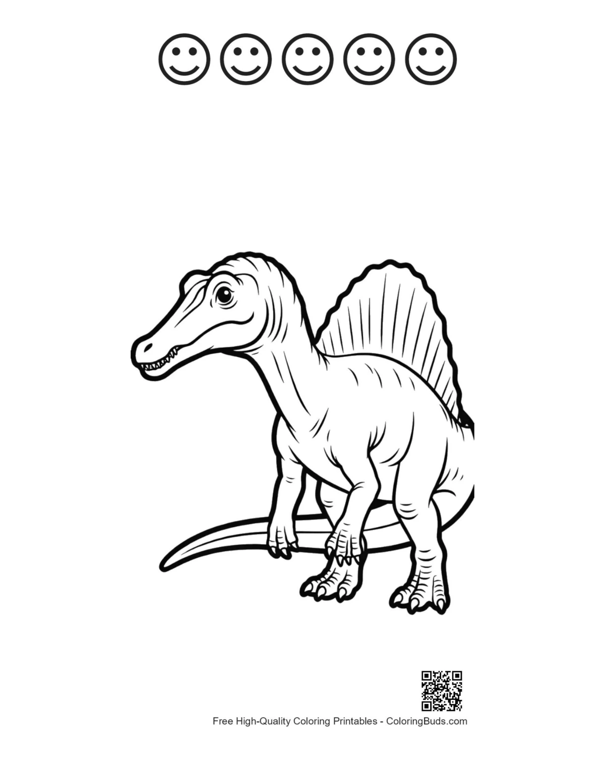 Spinosaurus outline with happy faces