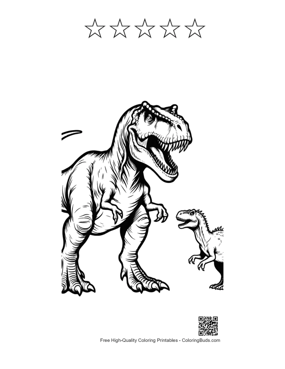 T-Rex printable with 5-star outline