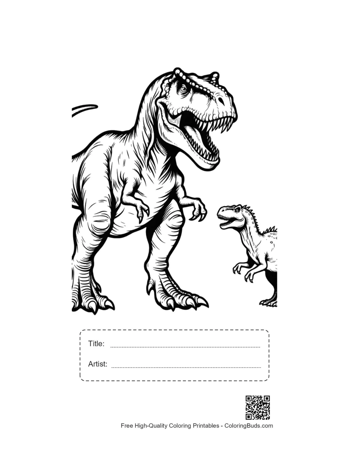 T-Rex roars printable with title box