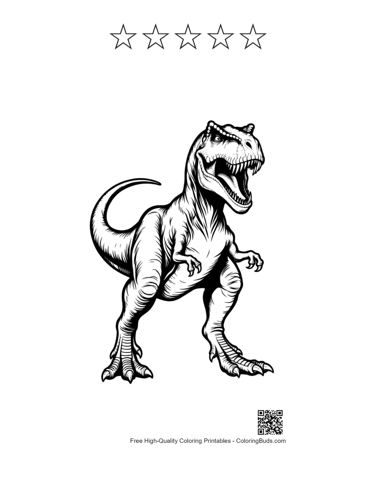 Fierce T-Rex printable with star outlines