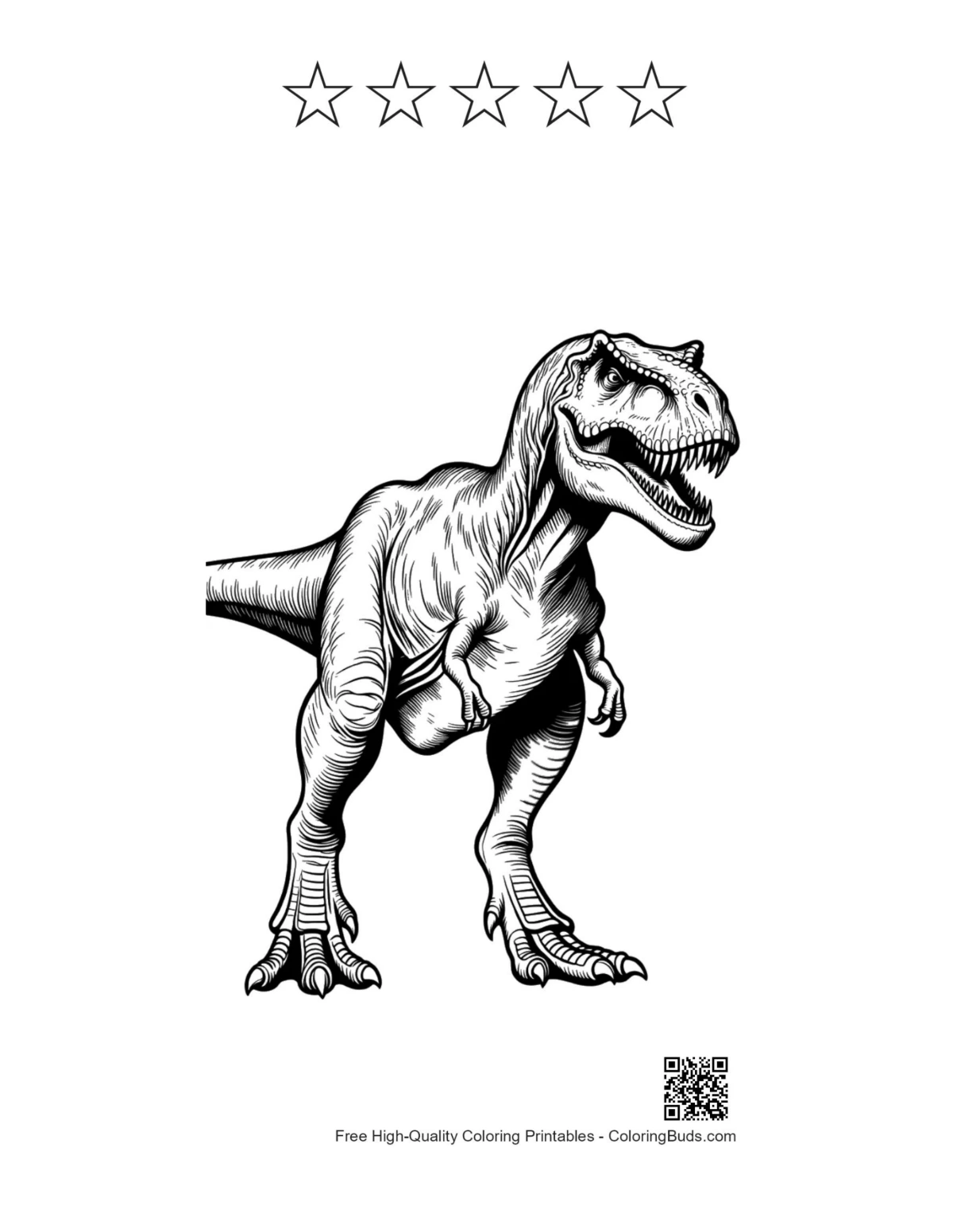 Tisknutelný T-Rex s obrysem 5hvězdičkového hodnocení