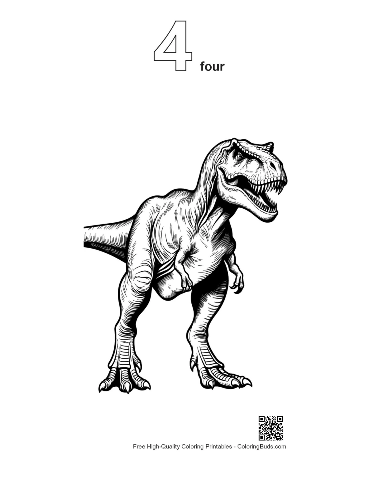 Řvoucí T-Rex obrys s číslem 4