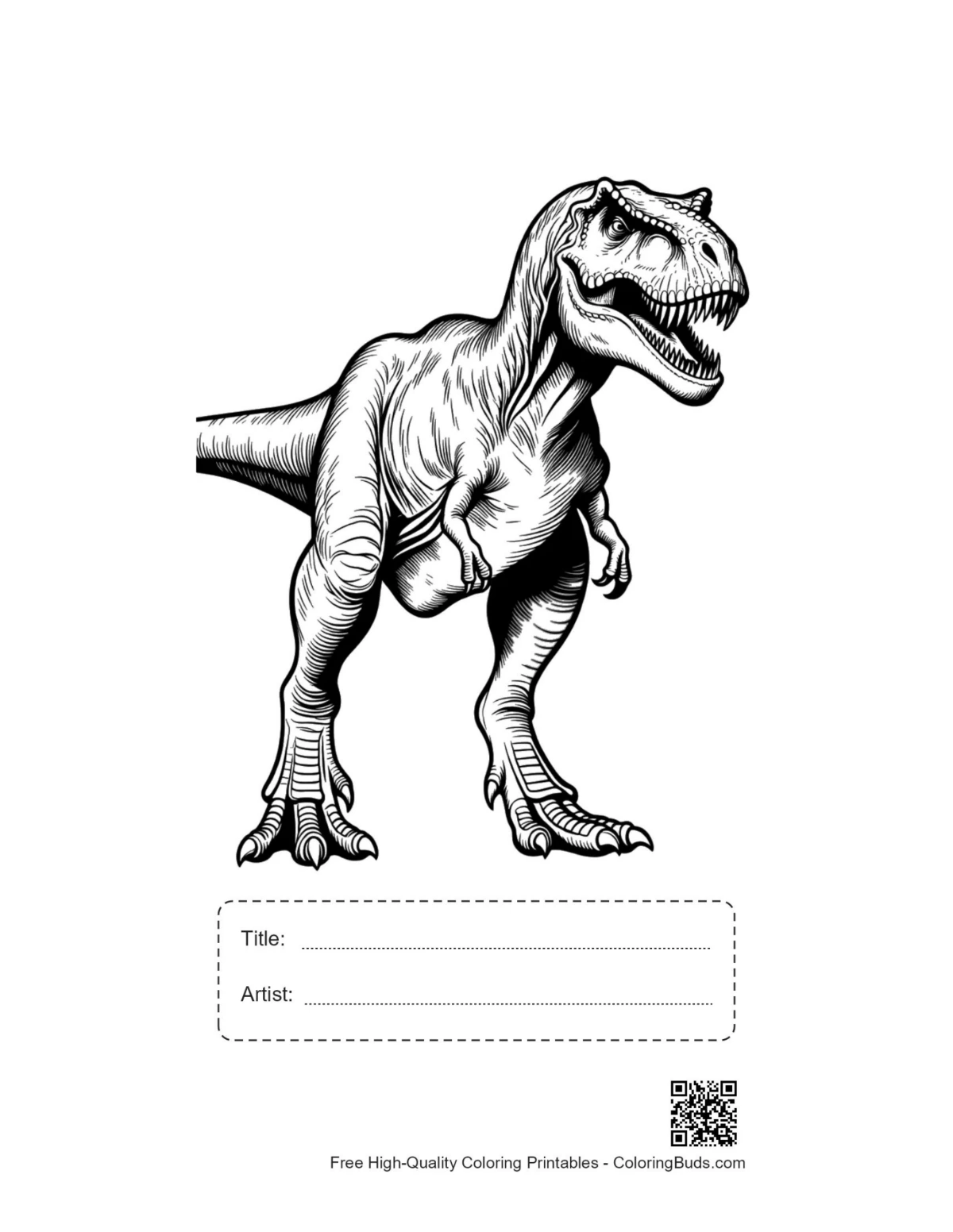 Tisknutelný řvoucí T-Rex s titulním rámečkem