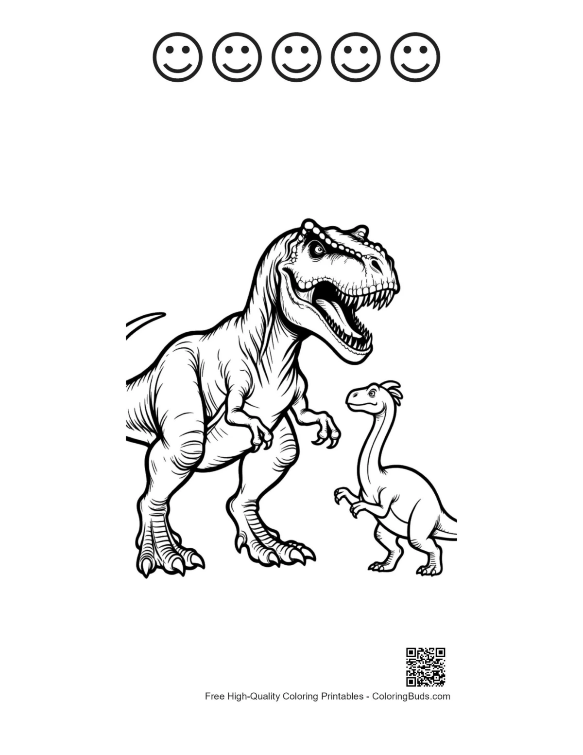 T-Rex printable with happy face outlines