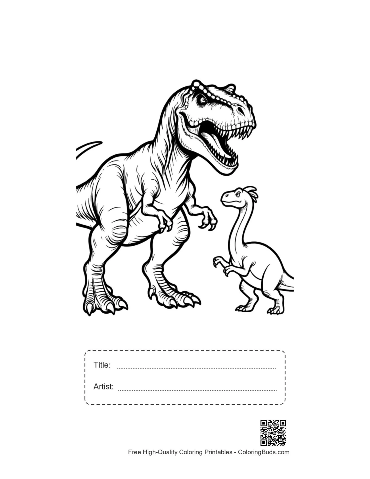 Fierce T-Rex printable with title box