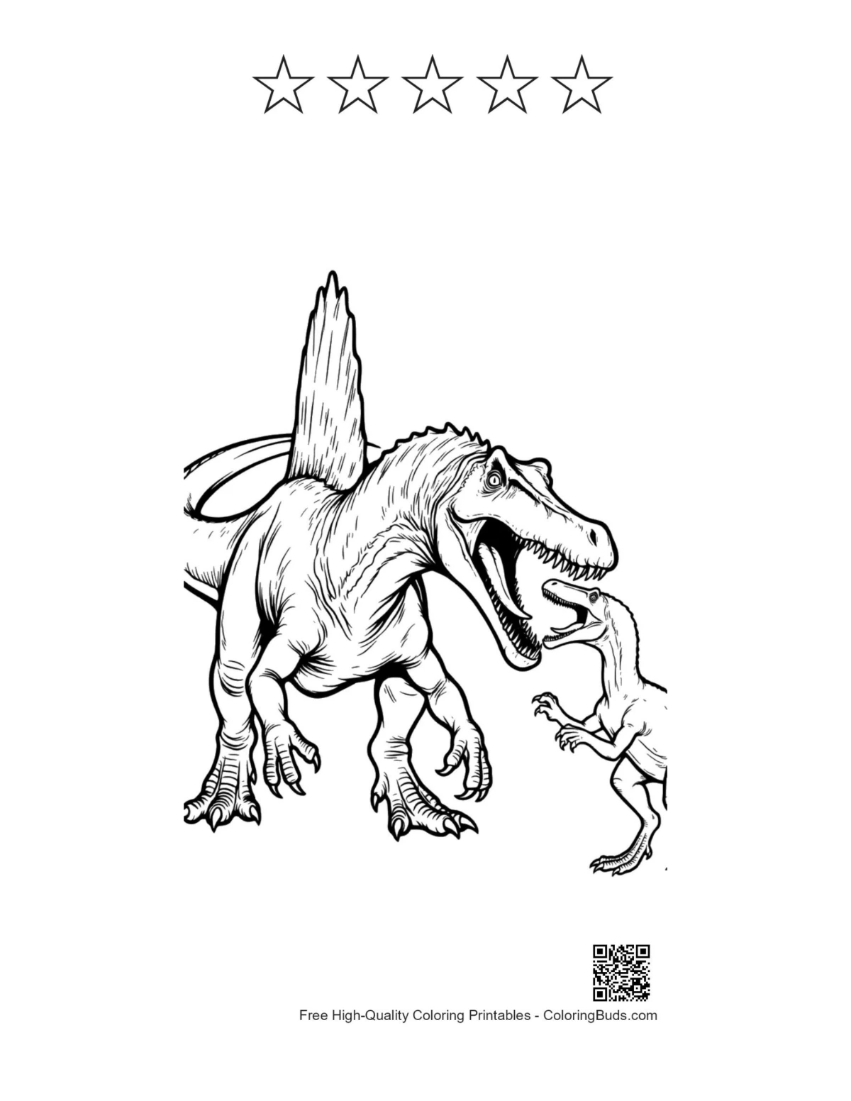 Spinosaurus baby T-Rex printable with star outlines