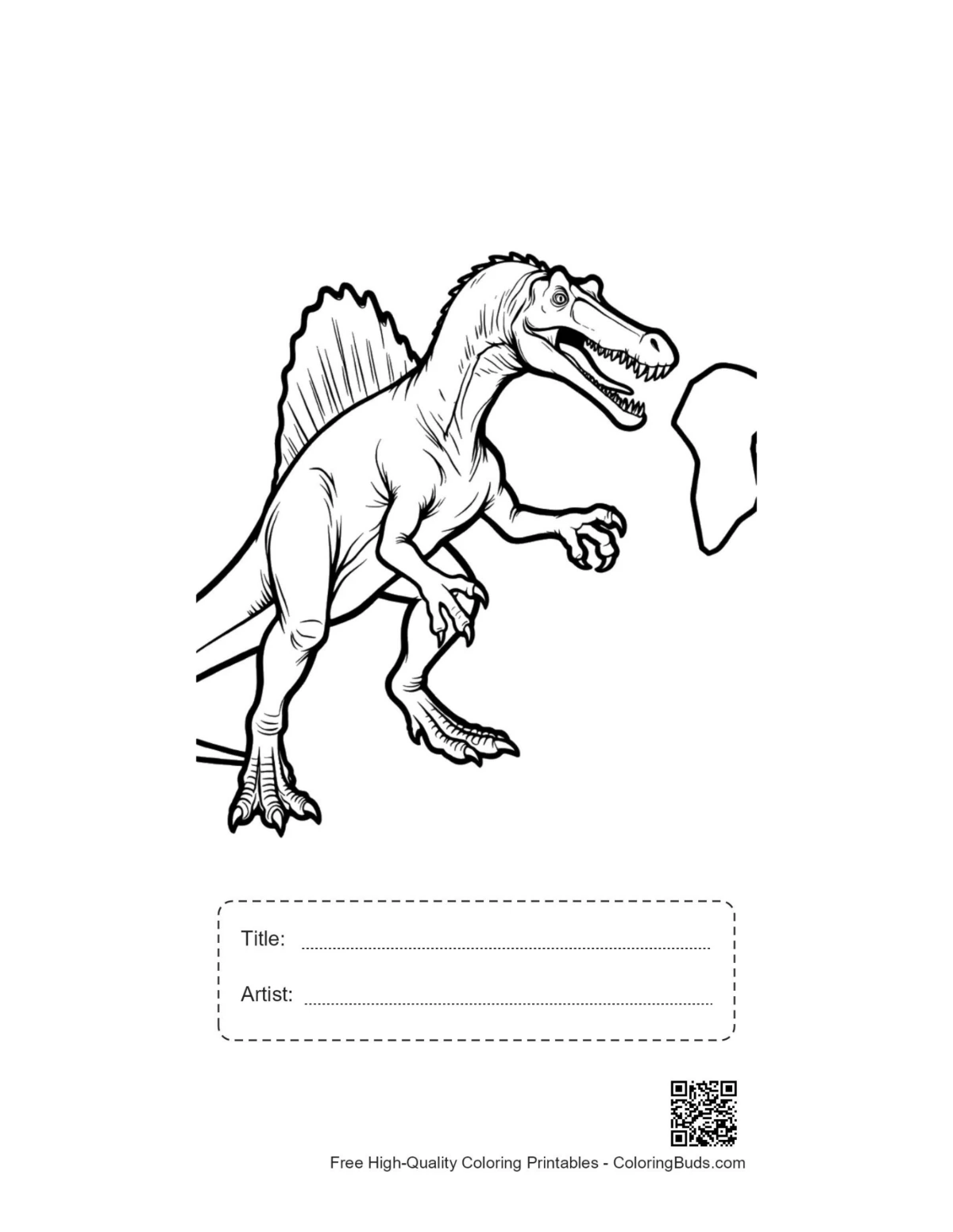 Spinosaurus vs T-Rex printable with title box