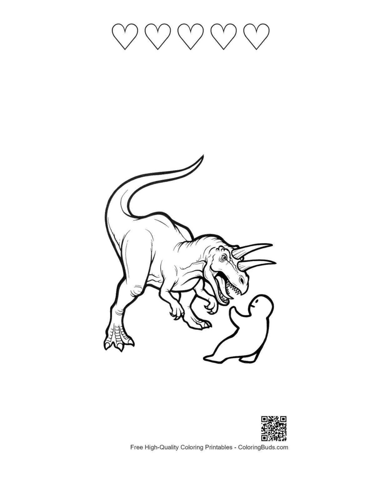 Triceratops heart outlines coloring printable