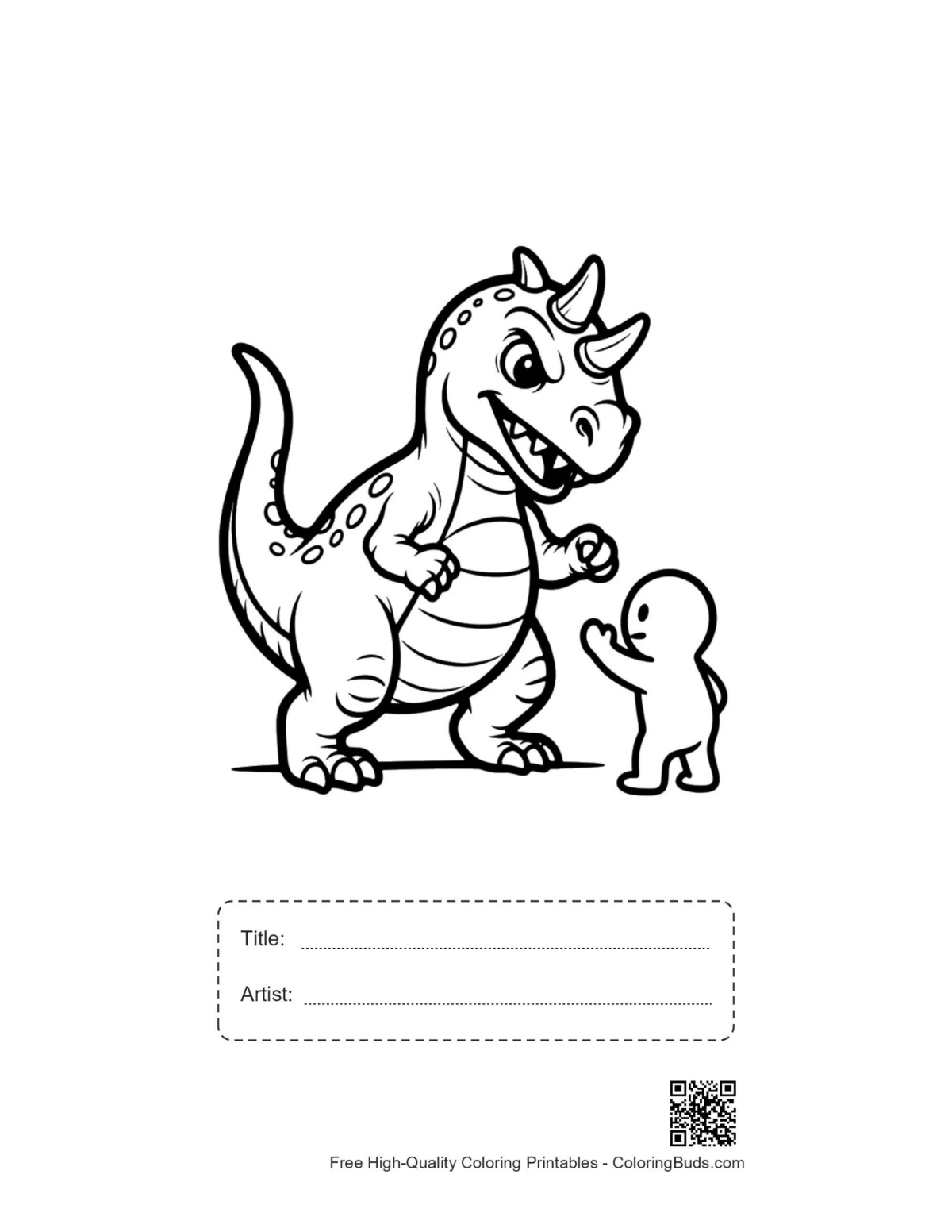 Triceratops printable with title and artist box
