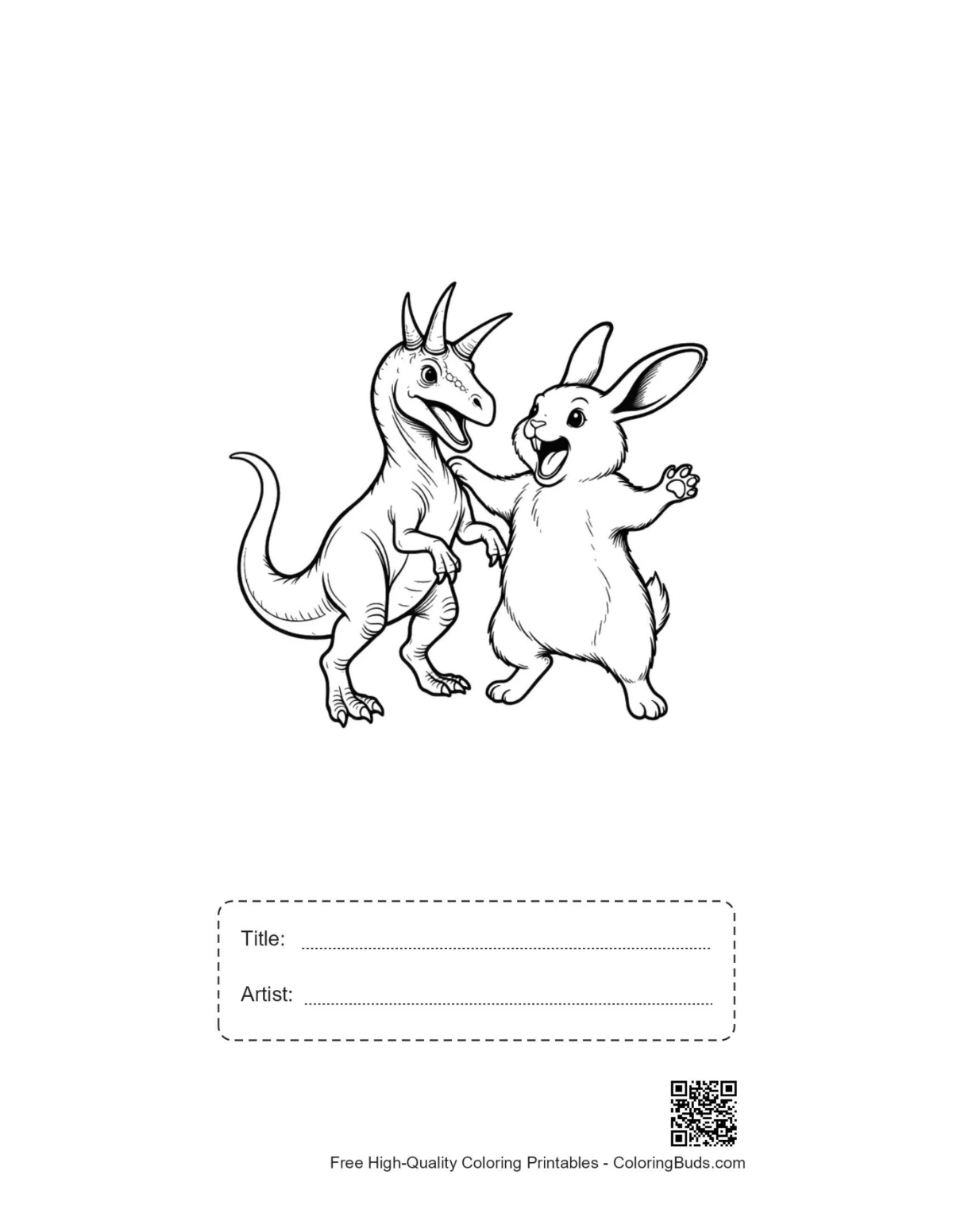 Triceratops bunny dance printable with title box