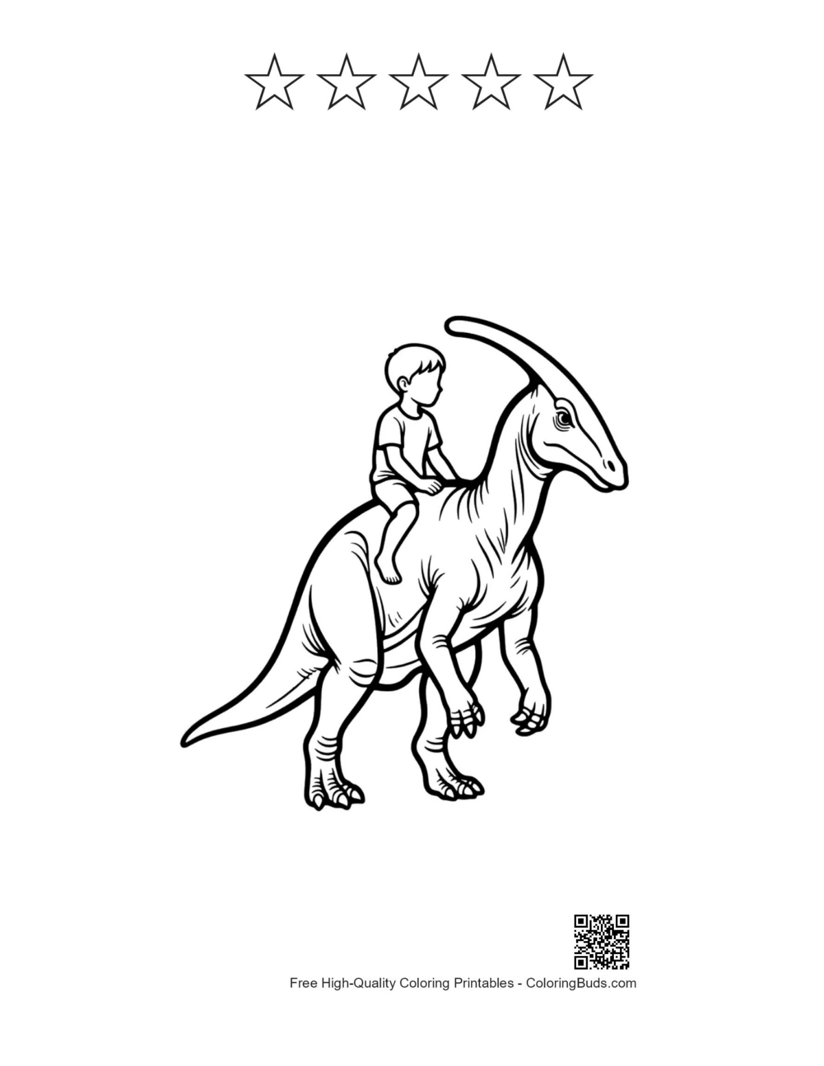 Parasaurolophus printable with 5-star rating outline