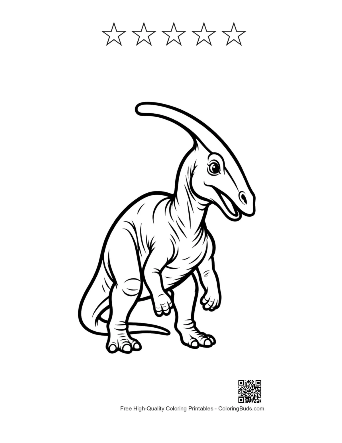 Parasaurolophus printable with 5-star rating outline