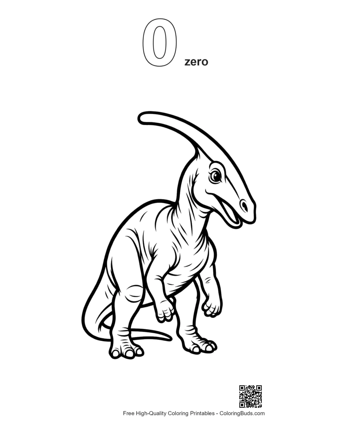 Parasaurolophus outline printable numbered 0