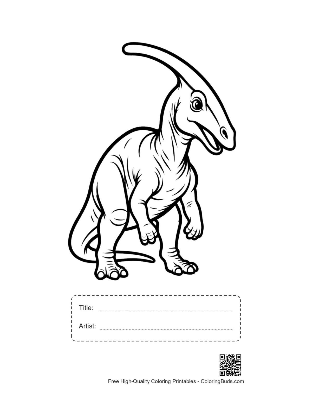 Parasaurolophus printable with title and artist box