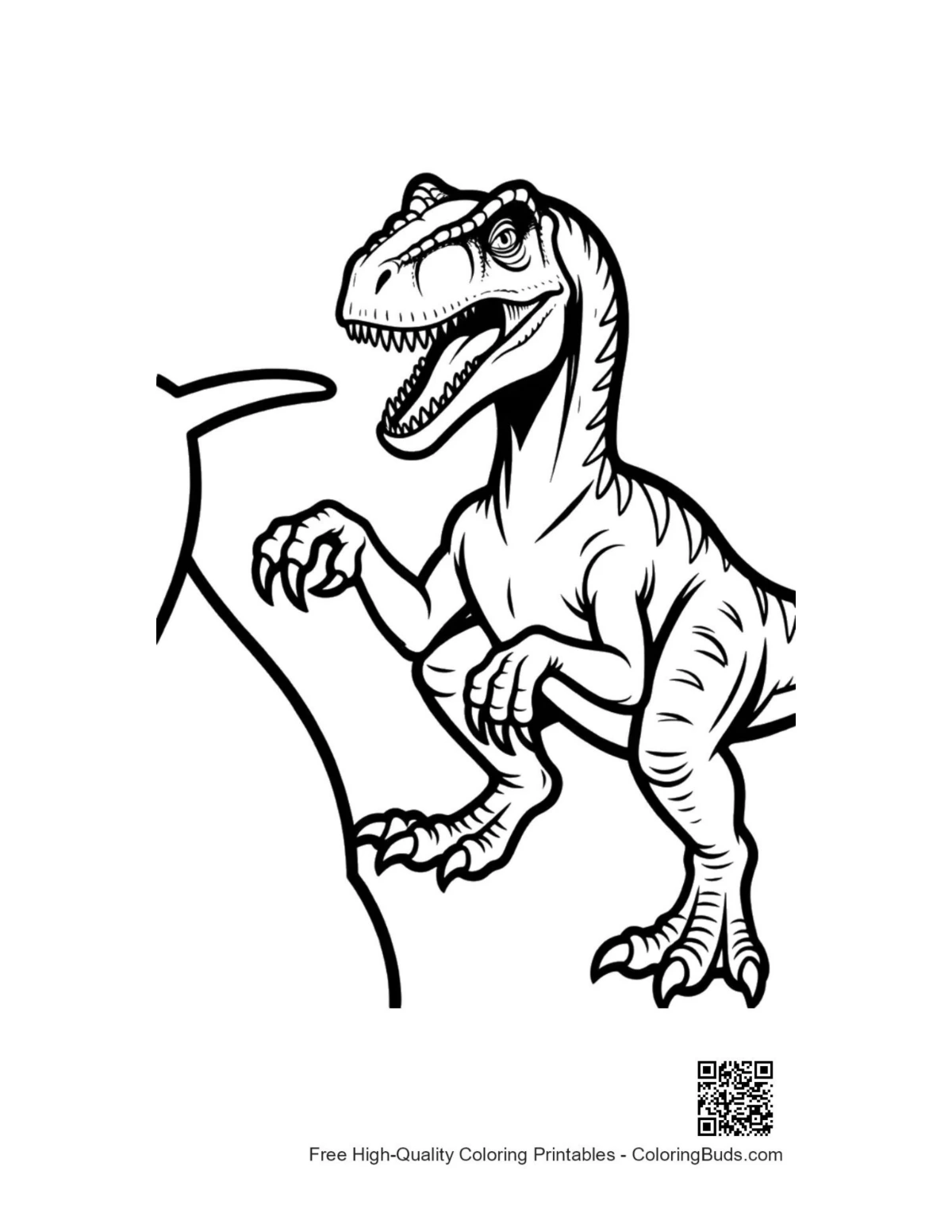 Fierce roaring Velociraptor coloring page