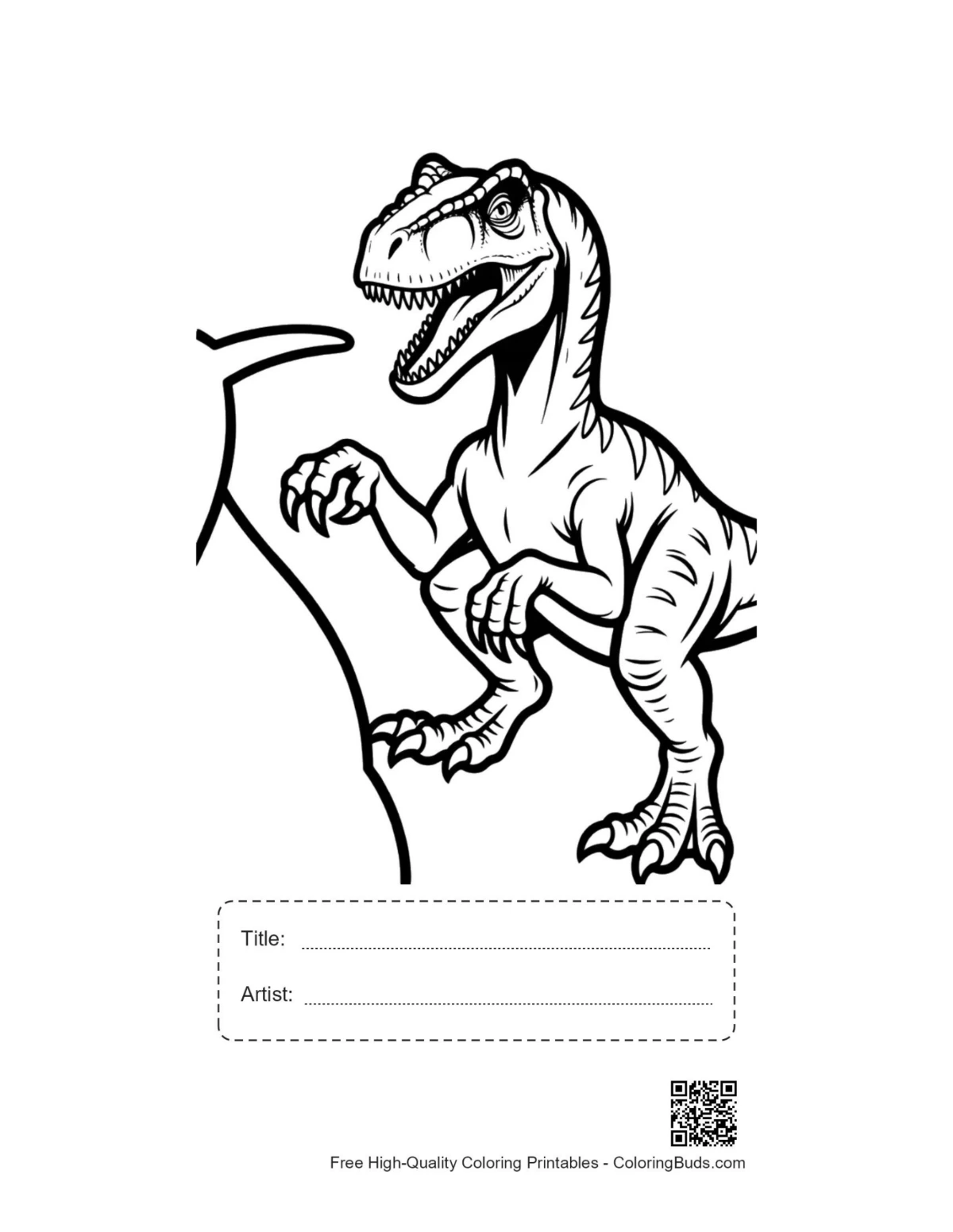 Velociraptor printable with title box