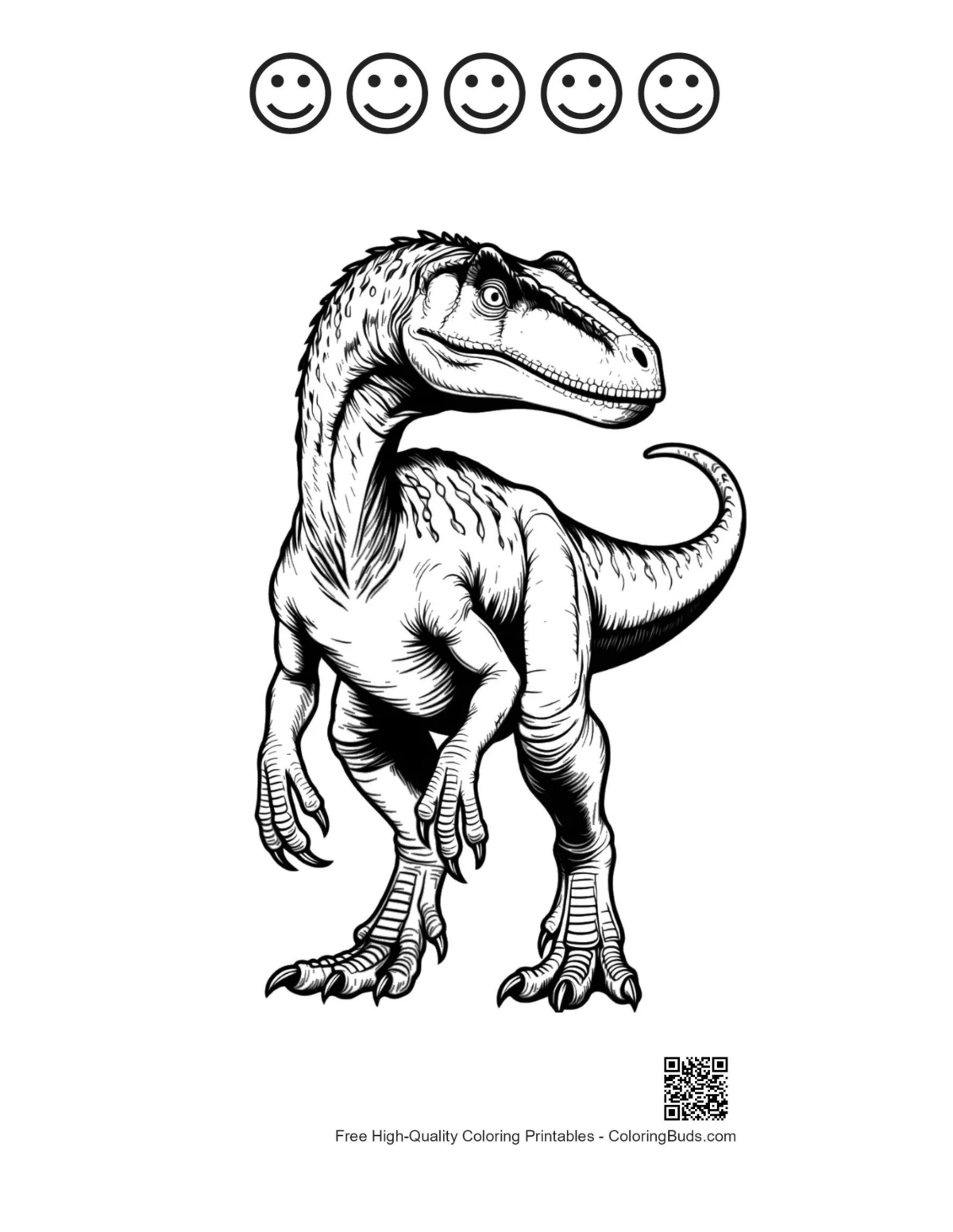 Velociraptor-Pose zum Ausdrucken mit lachenden Gesichtern