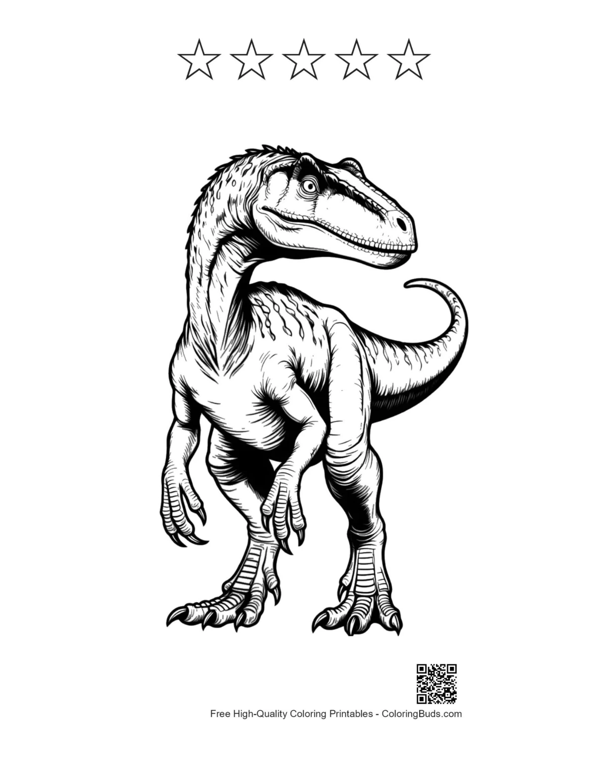 Aggressive Velociraptor-Pose mit Sternebewertung