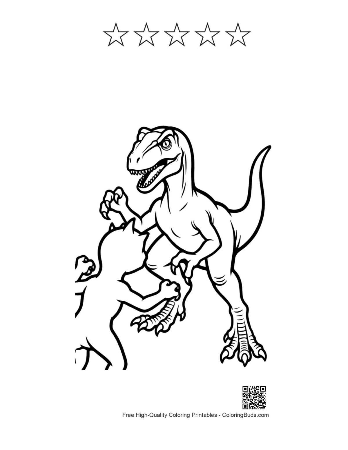 Raptor dino clash with 5 star outline printable