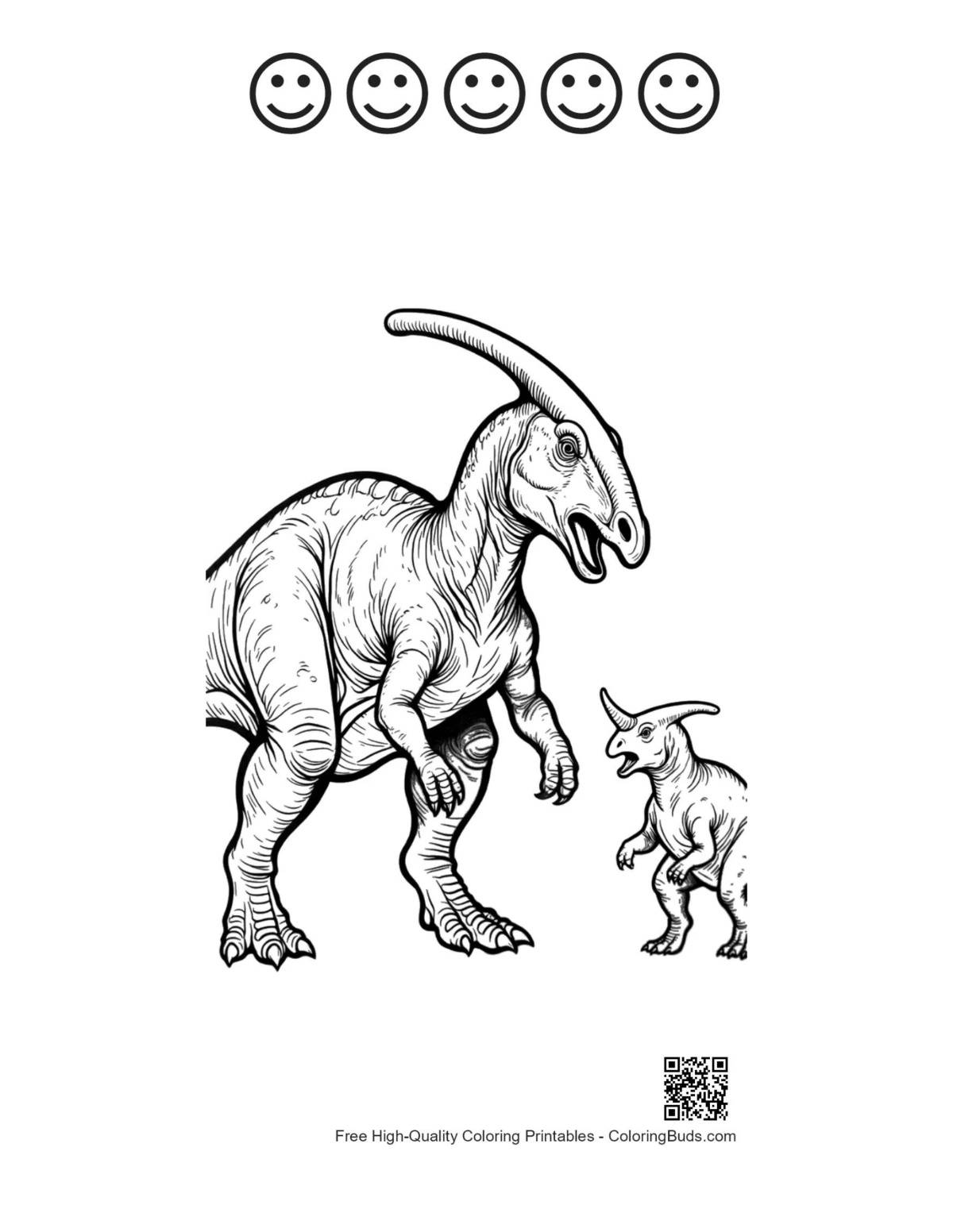 Mother dino calling printable with happy faces