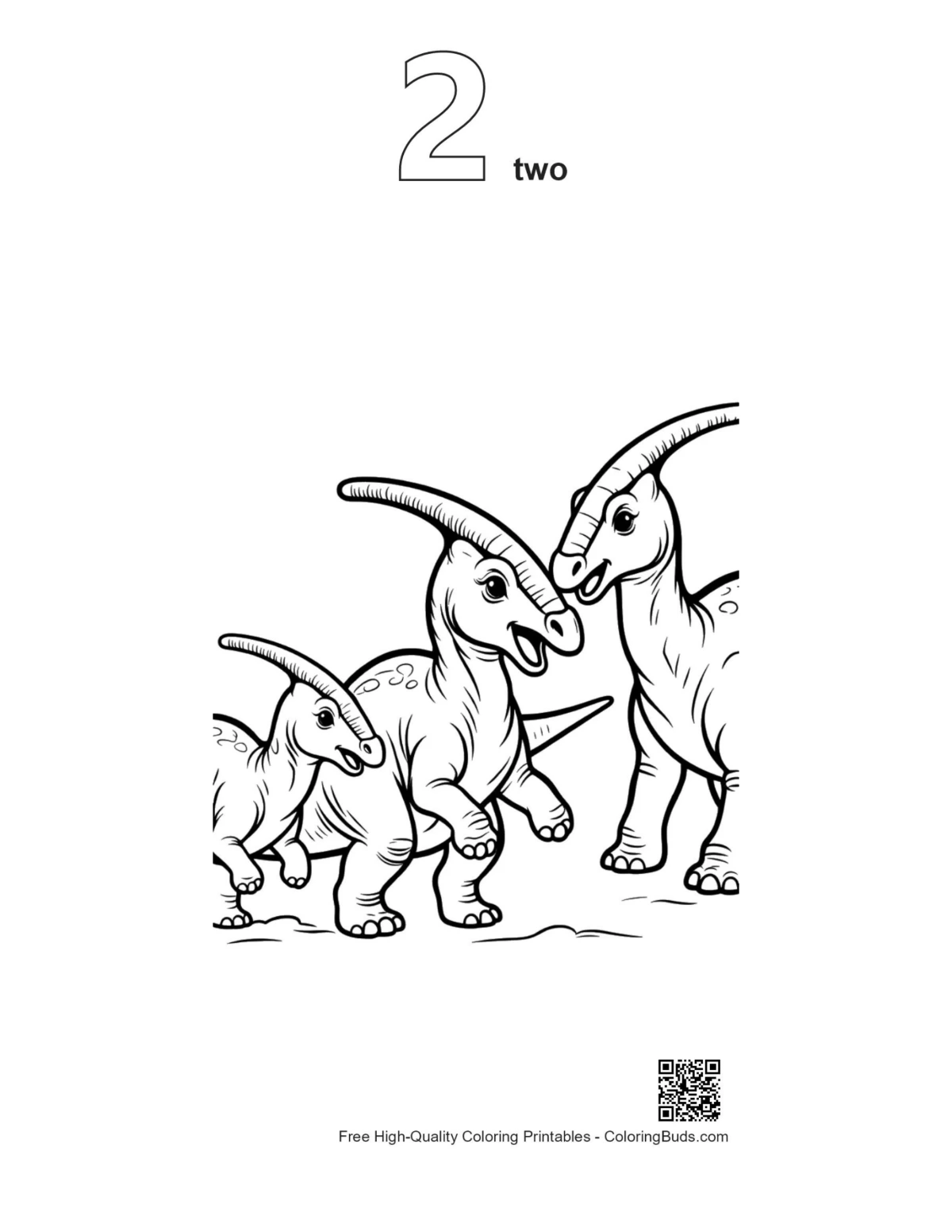 Second variation of playful Parasaurolophus family outlines