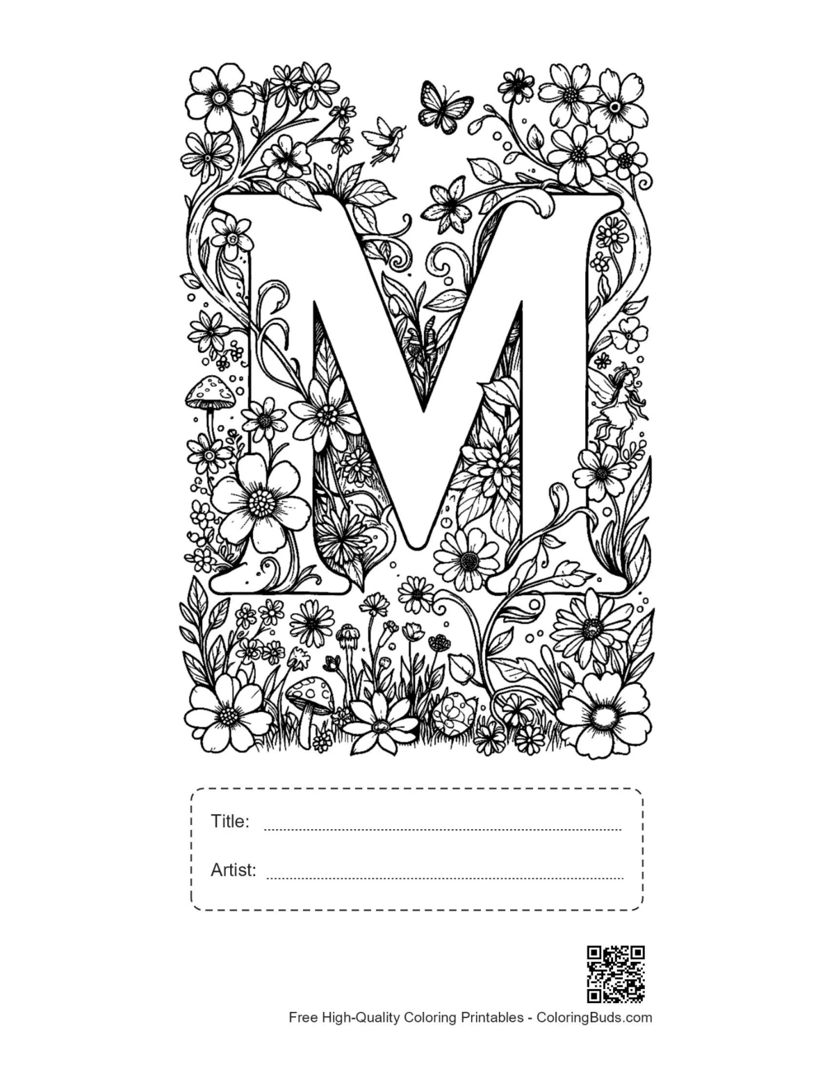 Letter A-Z printable with title artist box