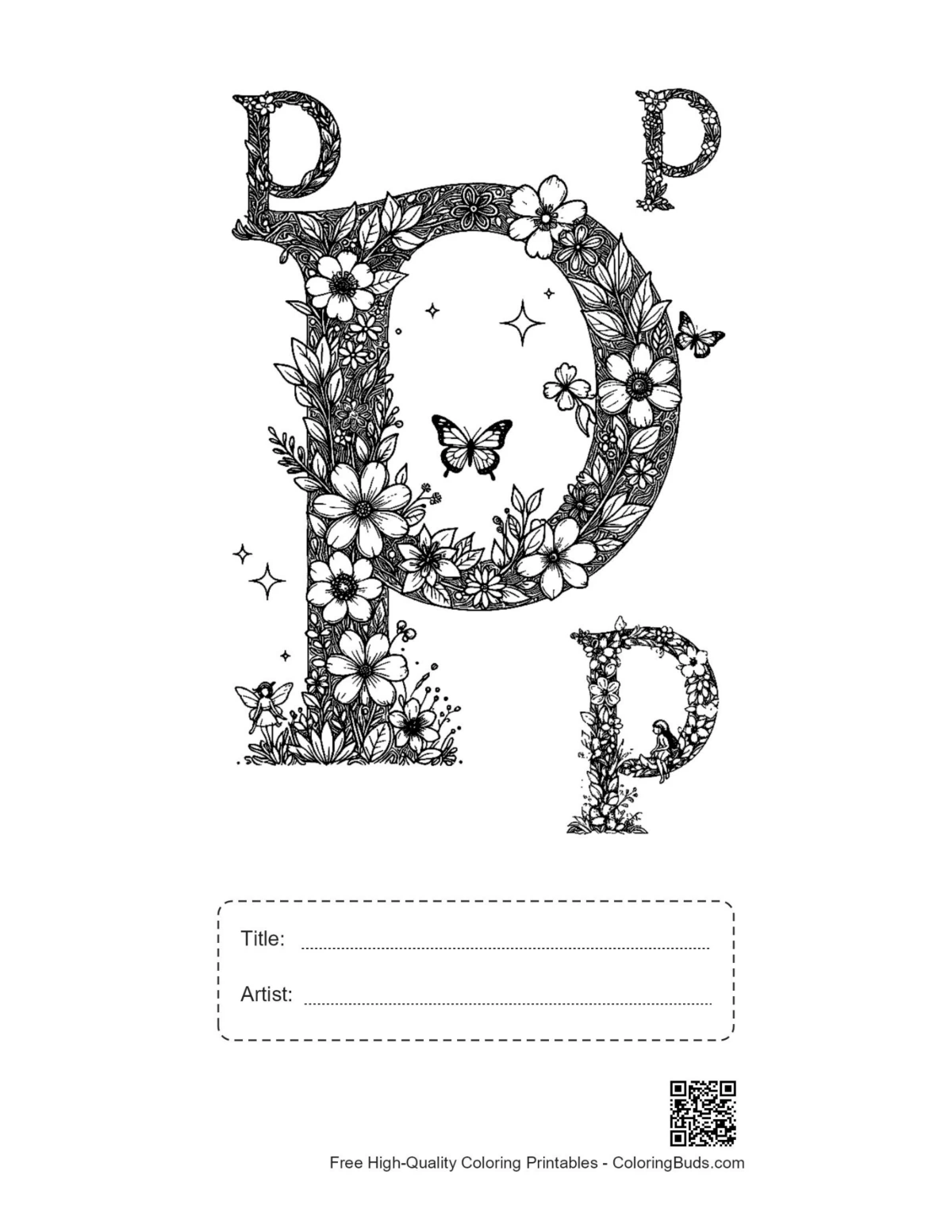 Letter A-Z printable with title artist box