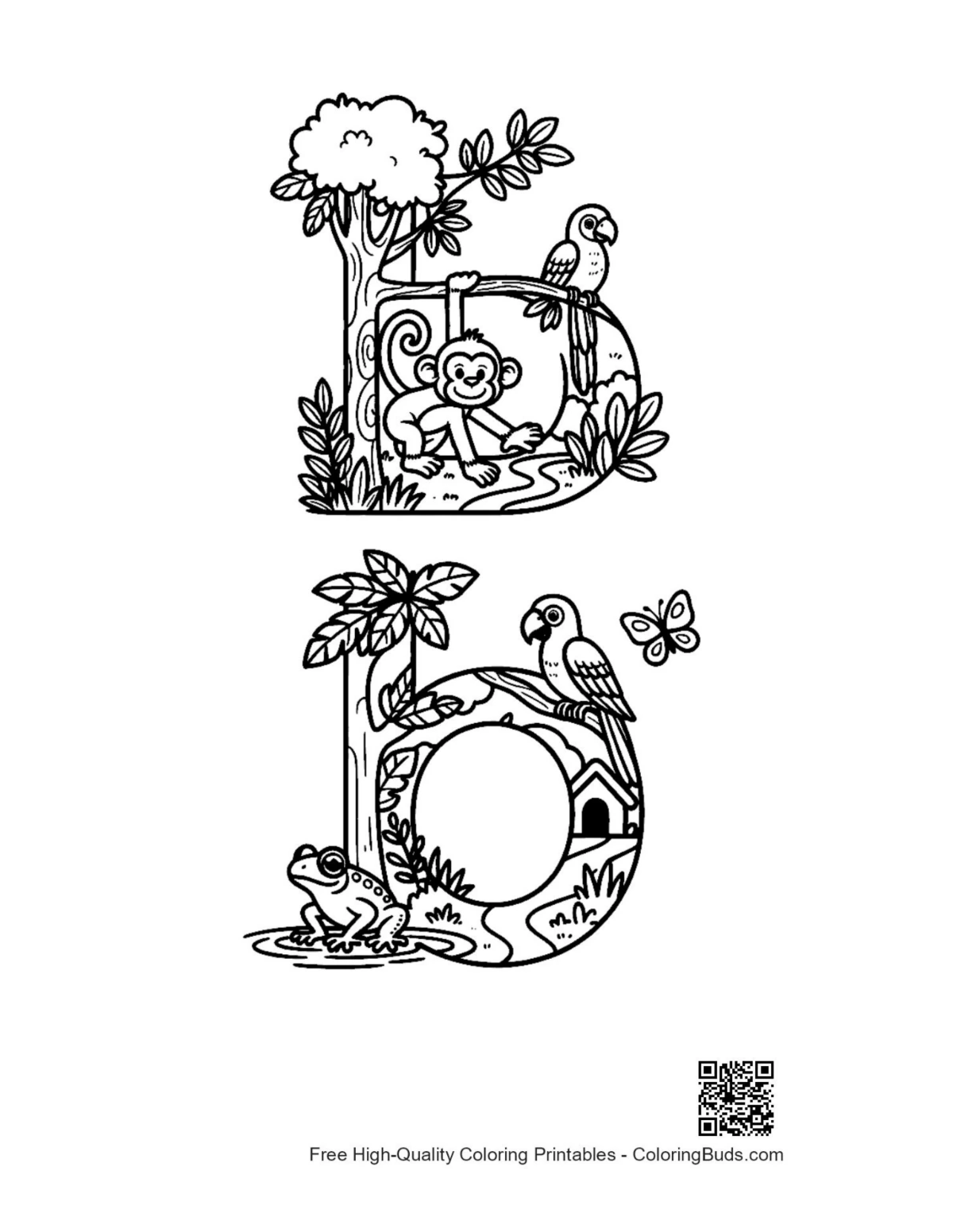 Free letter A-Z coloring sheet printable for kids